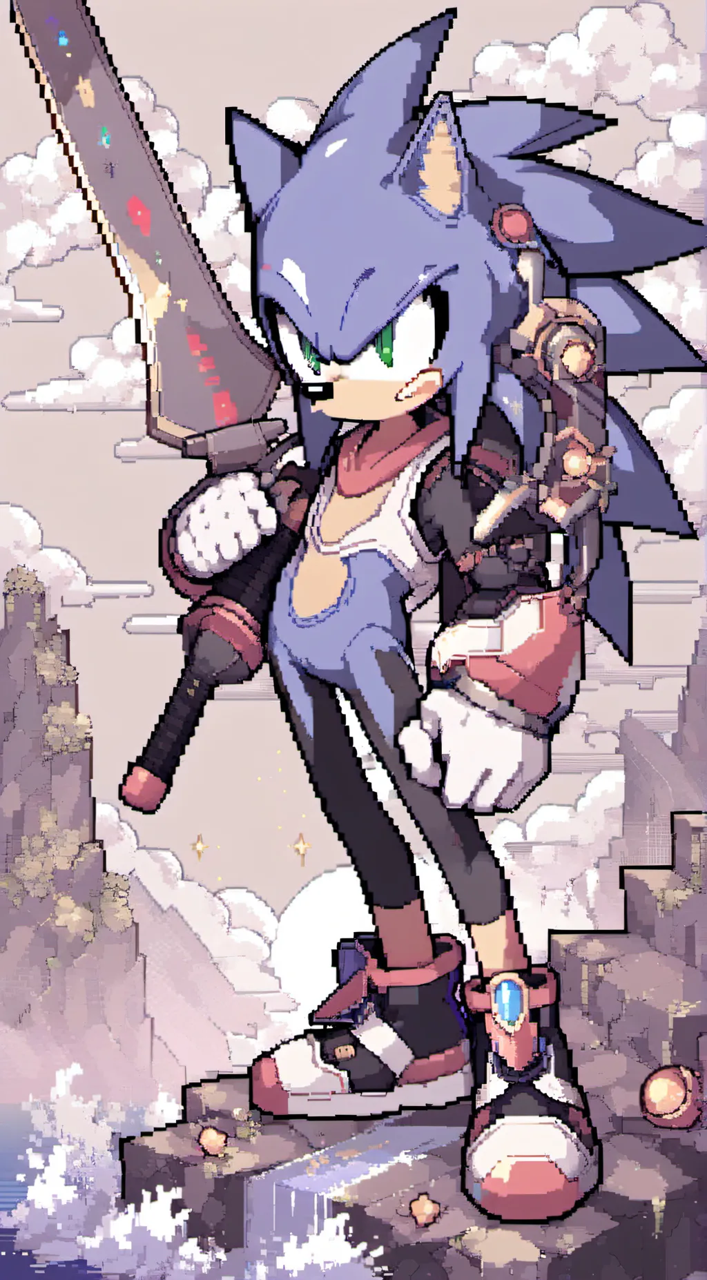 ai character: glitch tech sonic background