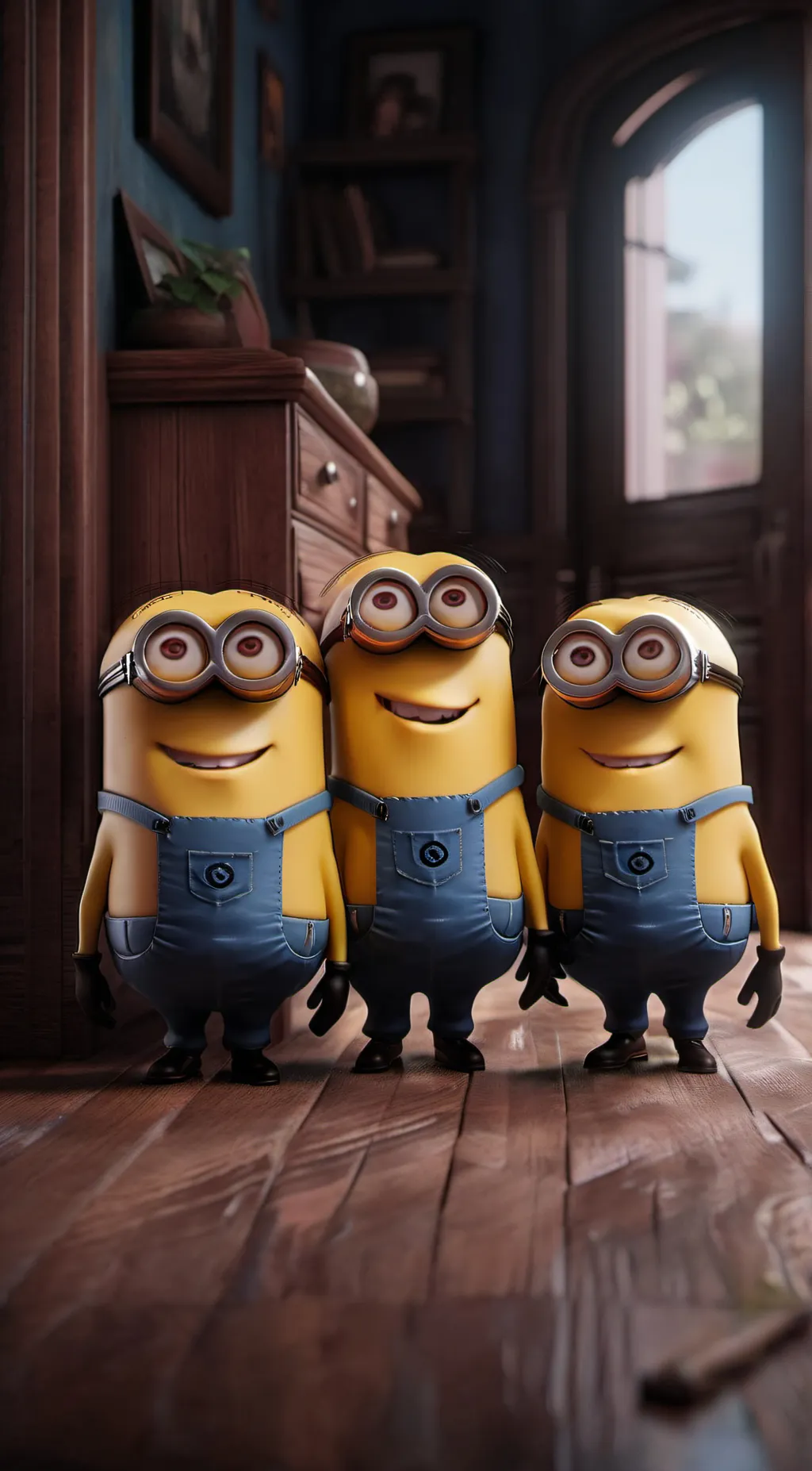 ai character: Minion trio D,K,B background