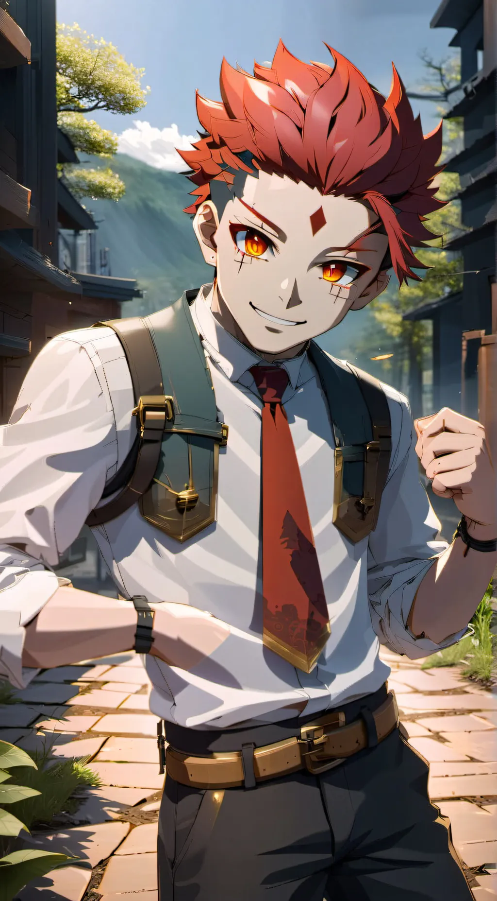 ai character: akaza  and douma  background