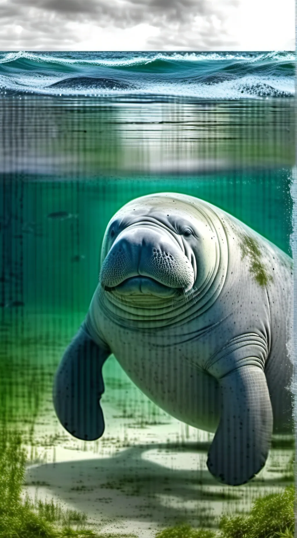 ai character: GrumpyManatee background