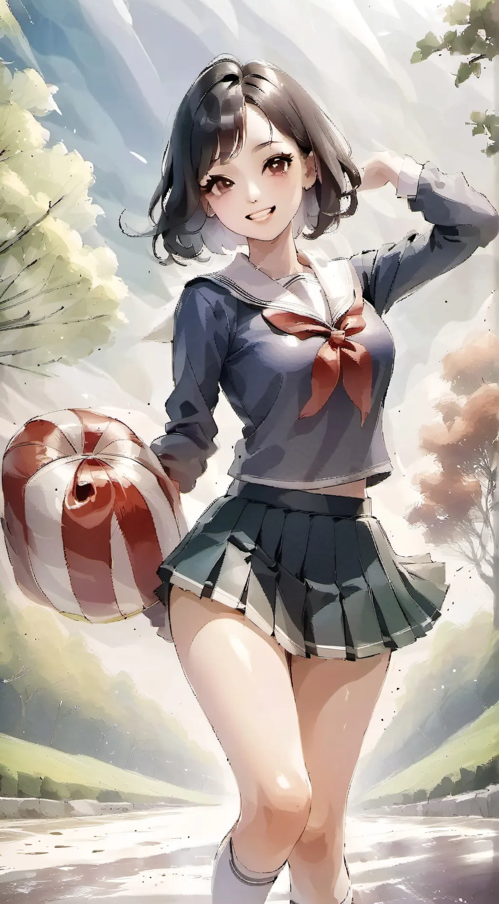 ai character: ella Cheerleader  background