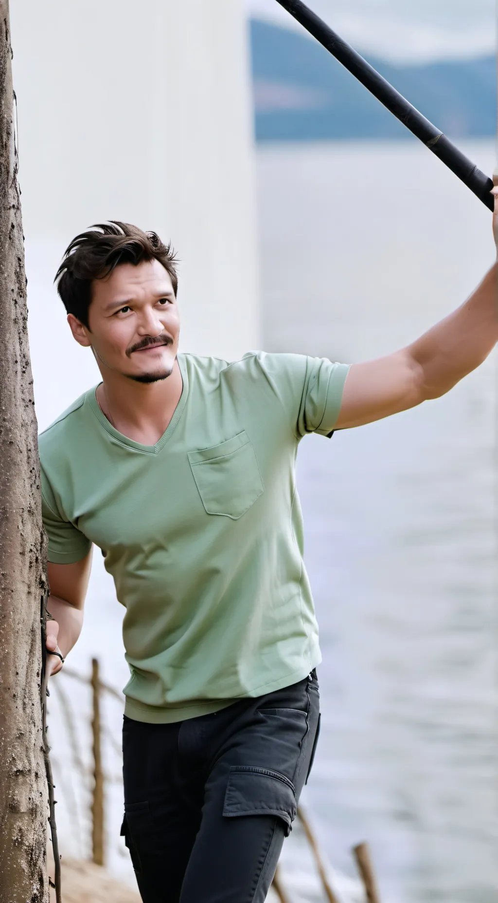 ai character: Pedro Pascal  background