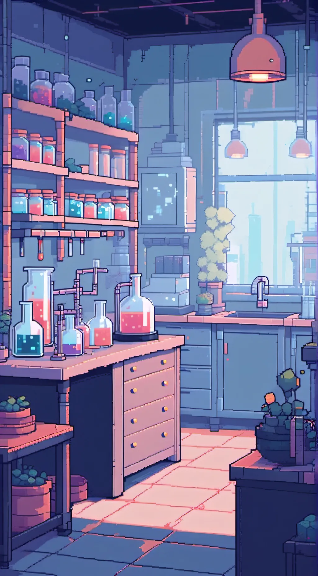 ai character: Experiment lab background