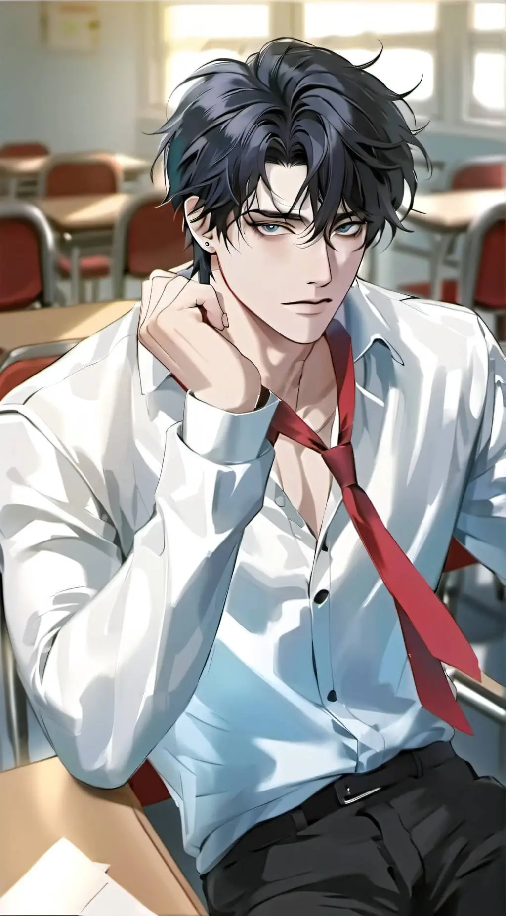 ai character: Damien snow background