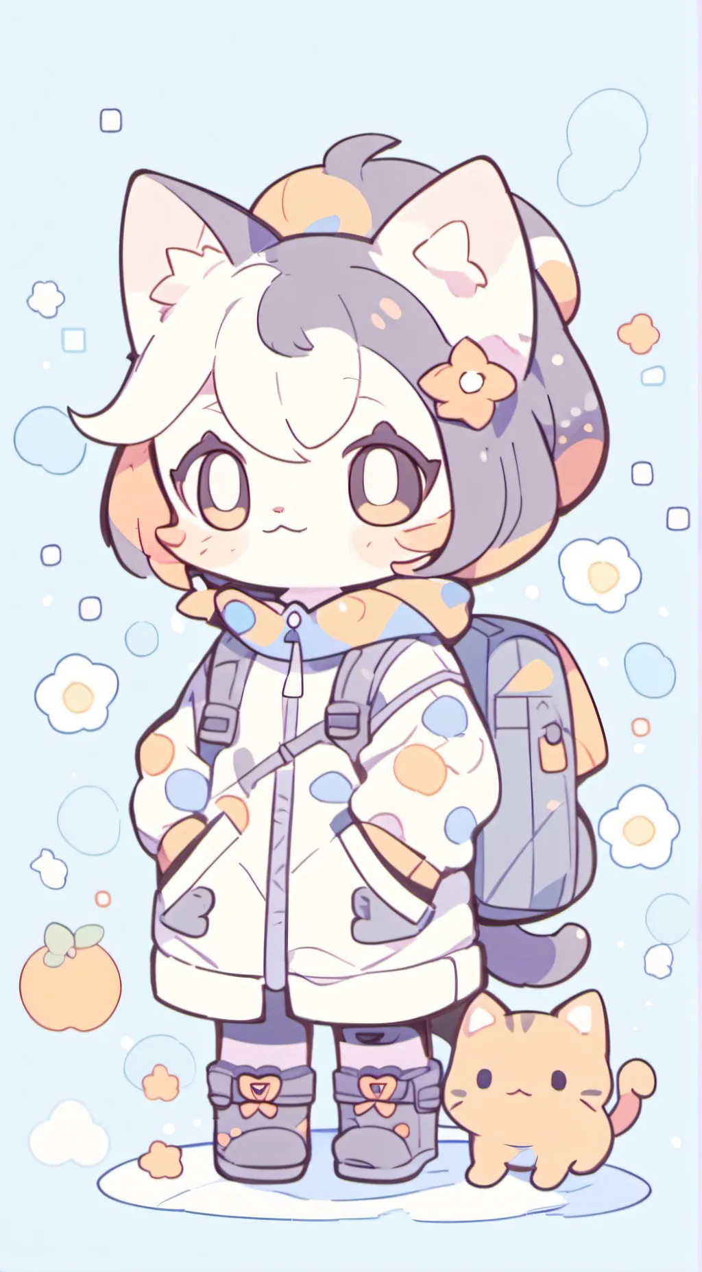 ai character: 🐱..<<Katii. background