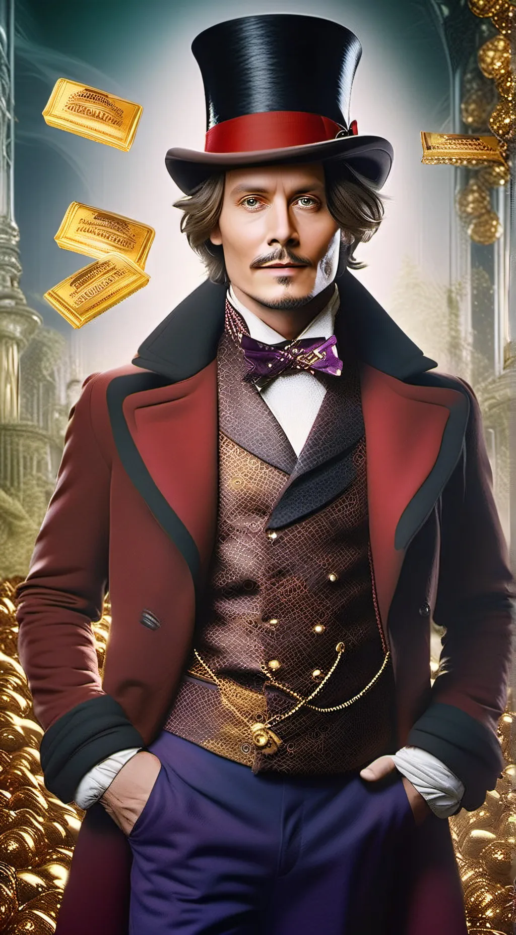 ai character: Willy Wonka background