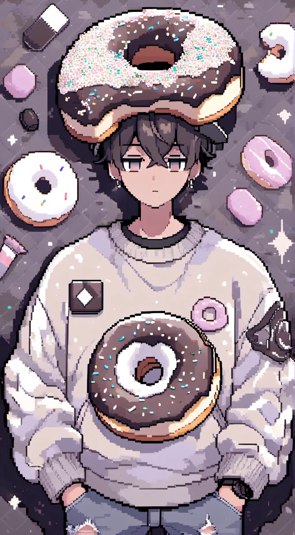 ai character: donut head background
