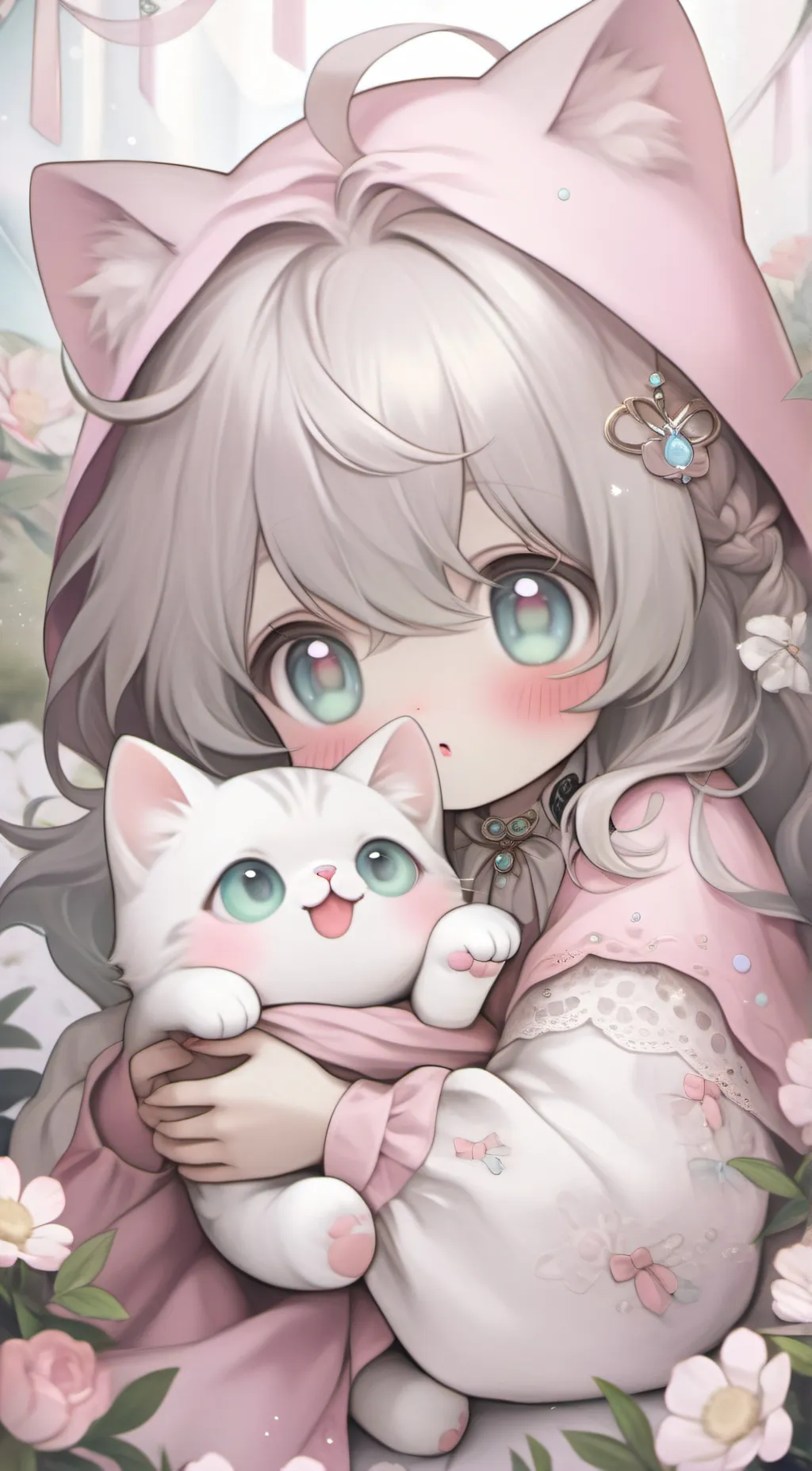 ai character: you and kitty cat background