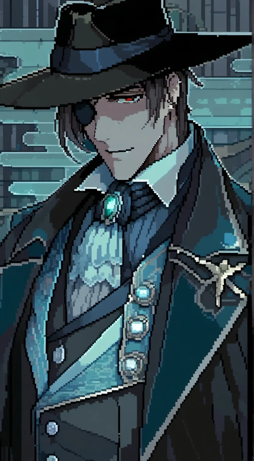 ai character: black hat  background