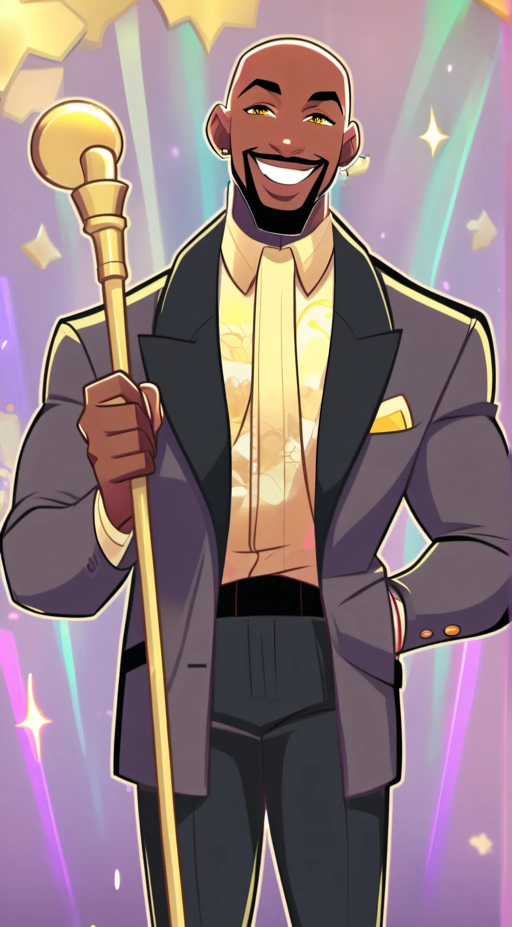 ai character: Gold background