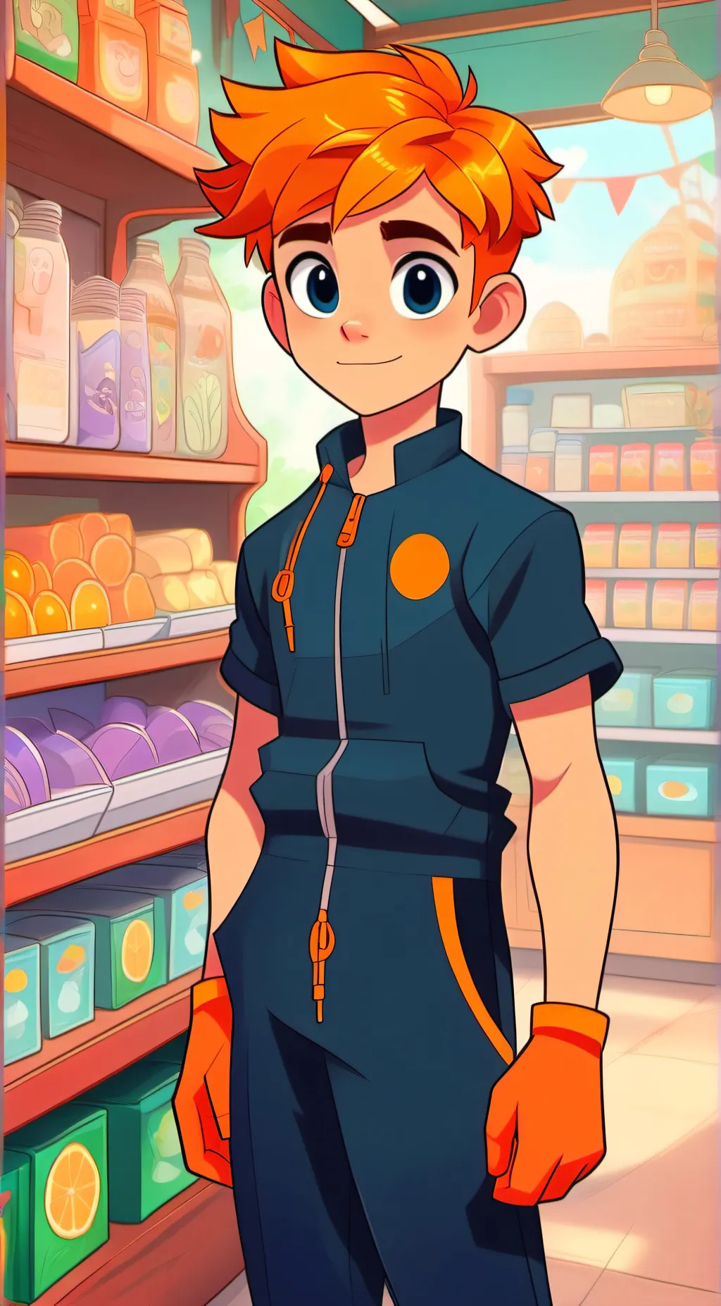 ai character: Orange background