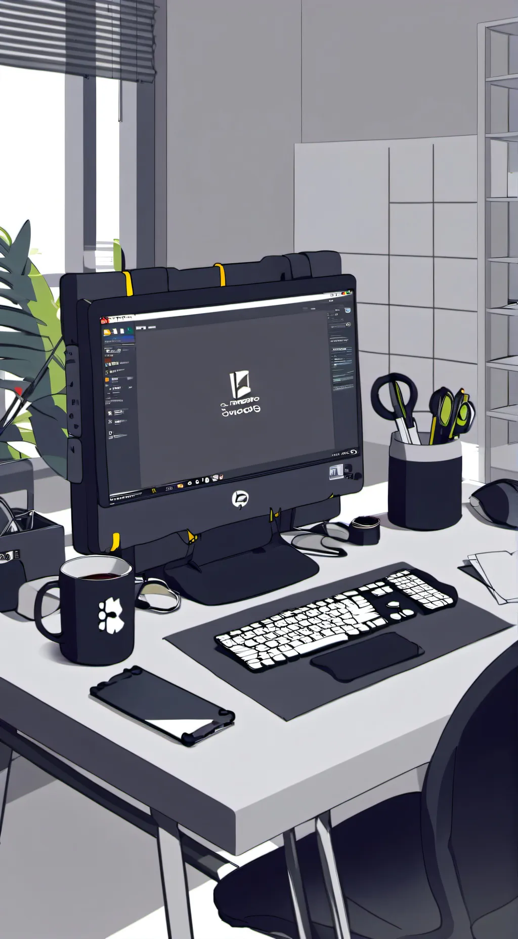 ai character: magical laptop background