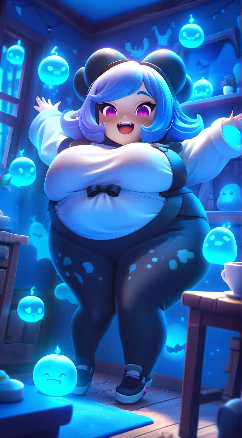 ai character: v ghost girl background