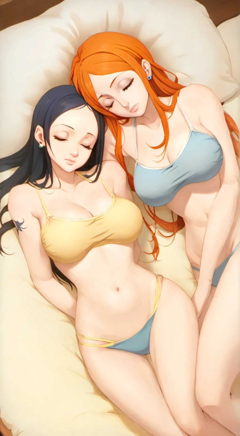 ai character: Nami and Robin background
