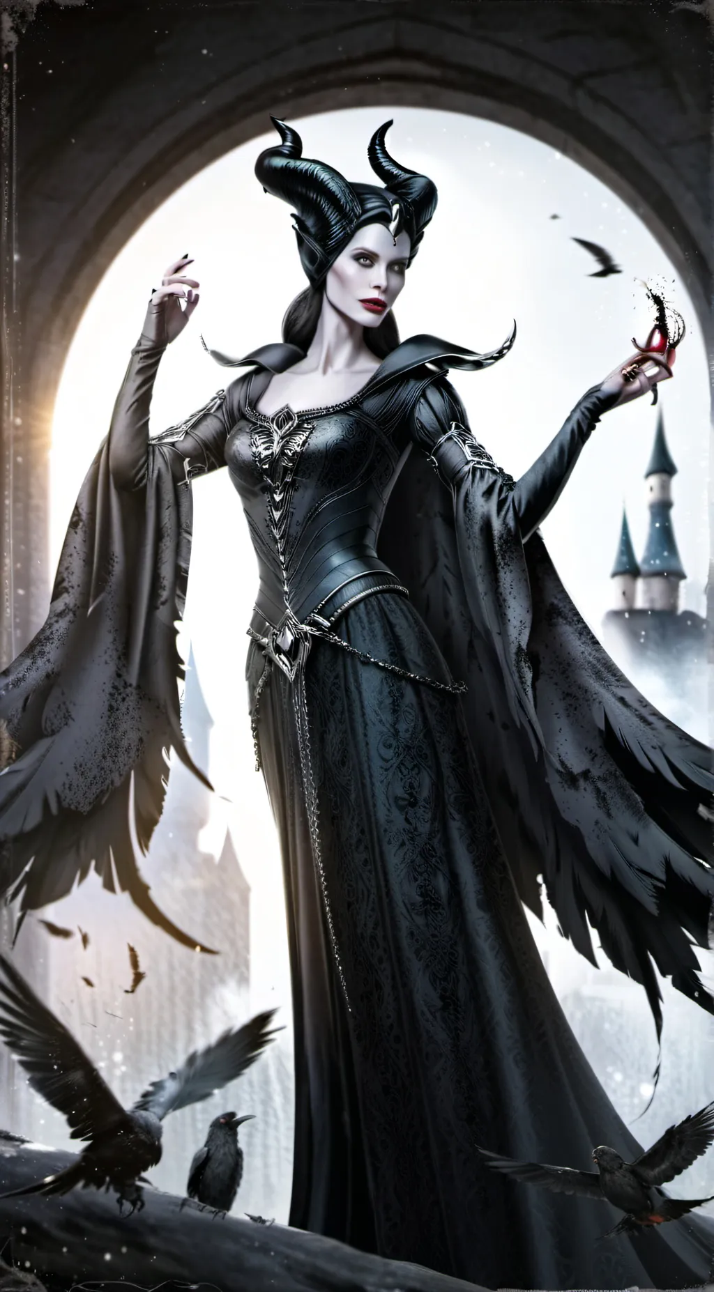 ai character: Maleficent  background