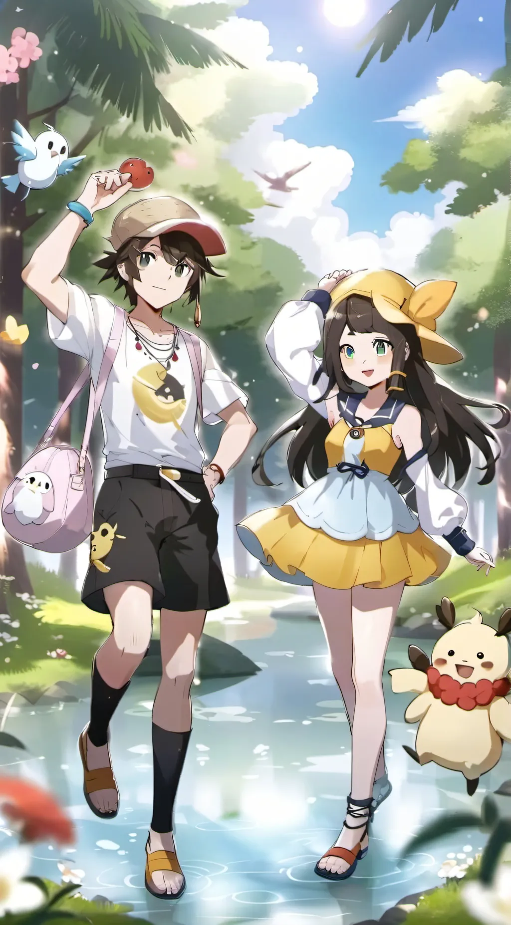 ai character:  Sun and moon background