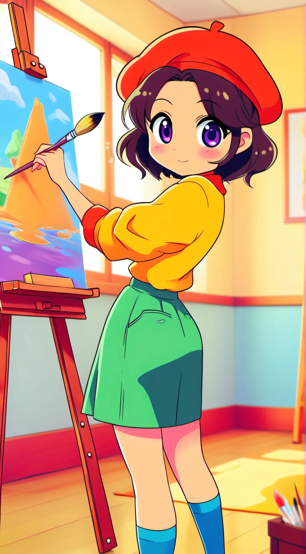 ai character: Violet background