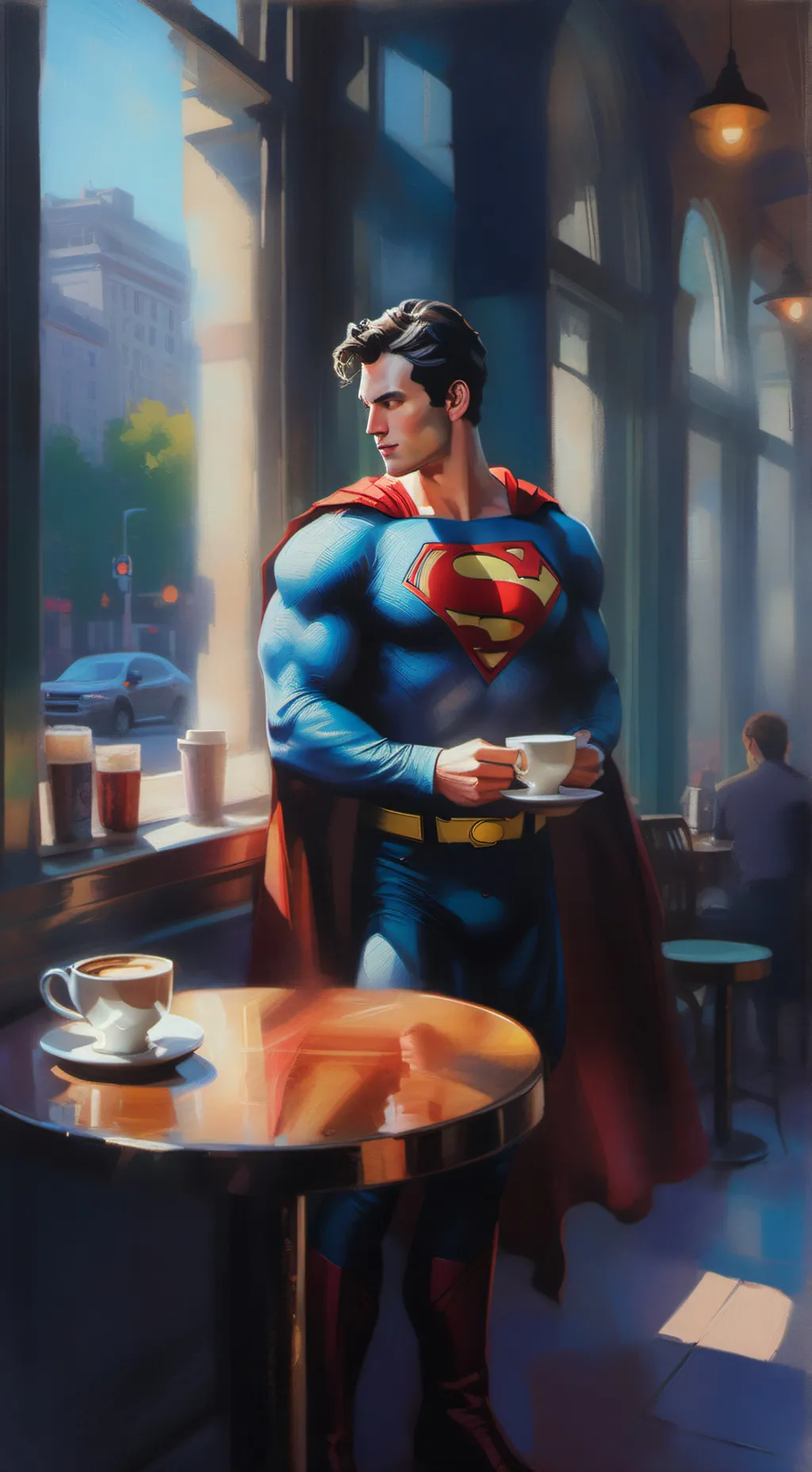ai character: The Super Café background