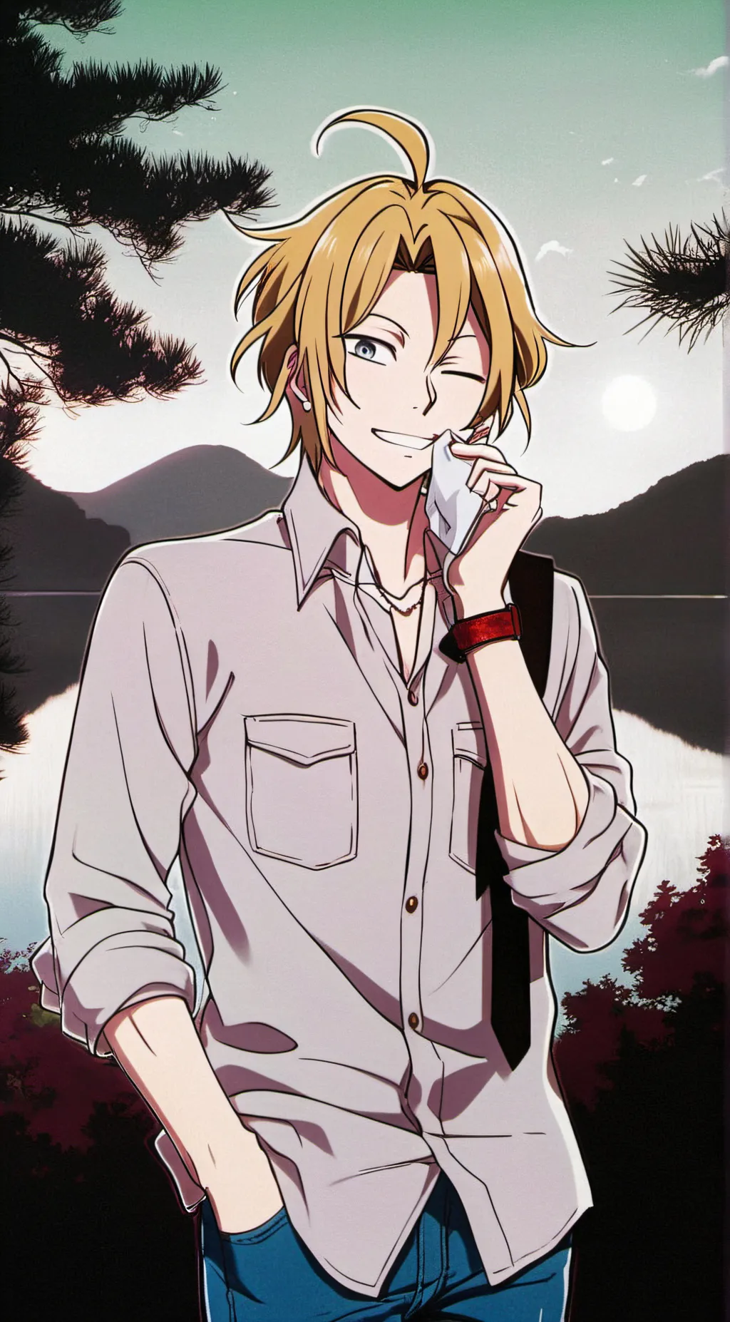 ai character: Denki Kaminari  background