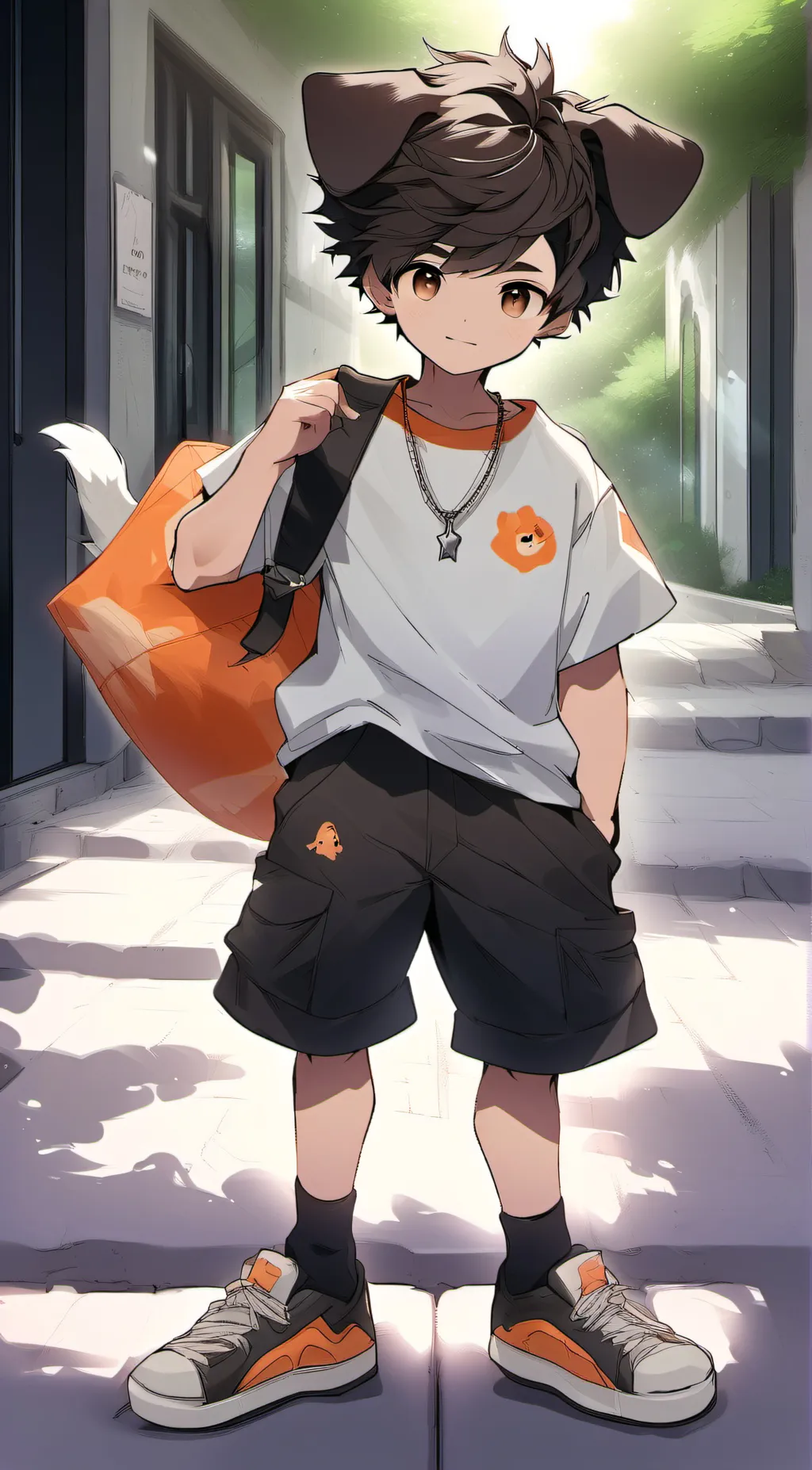 ai character: dog Day background
