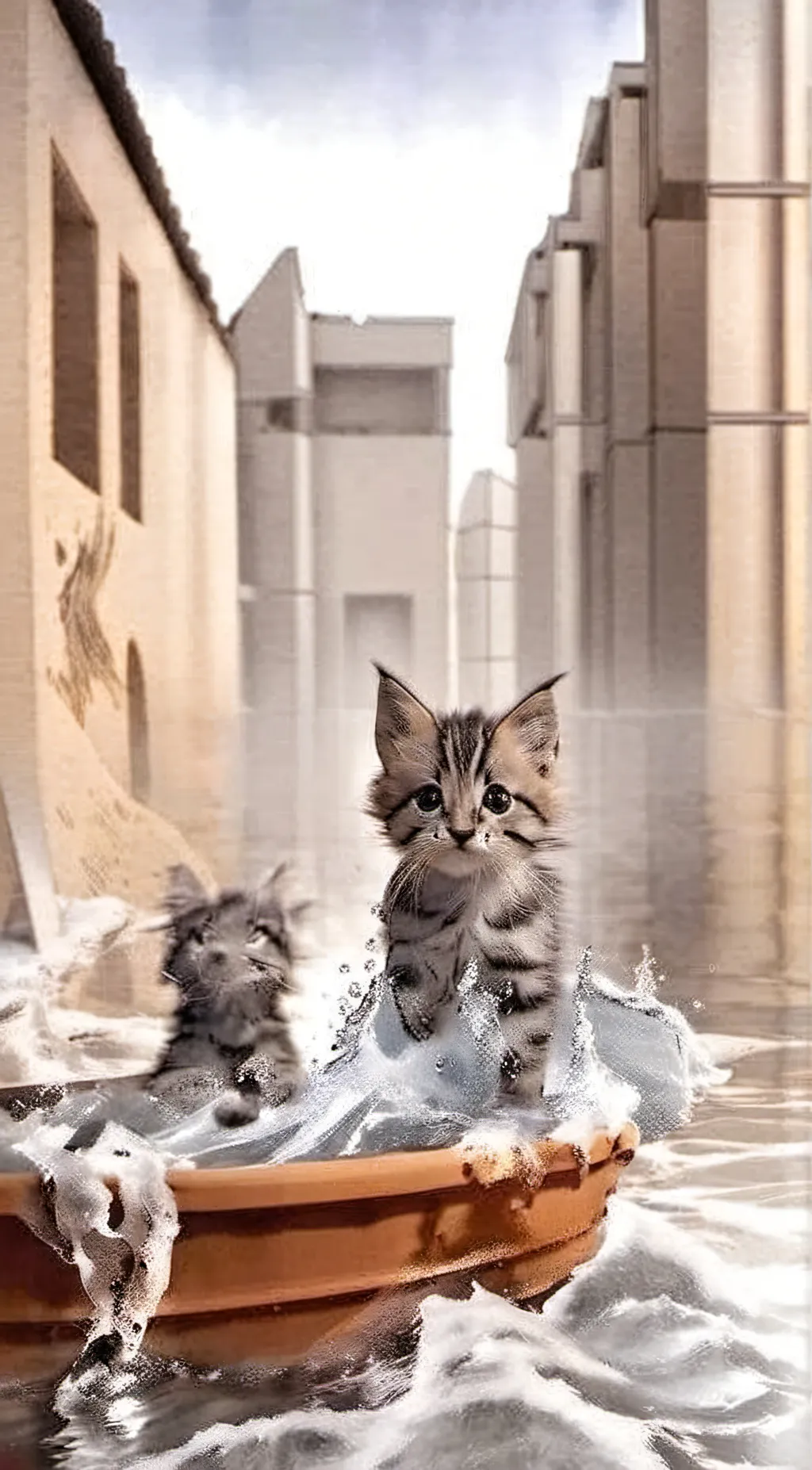 ai character: cat drown cerial  background