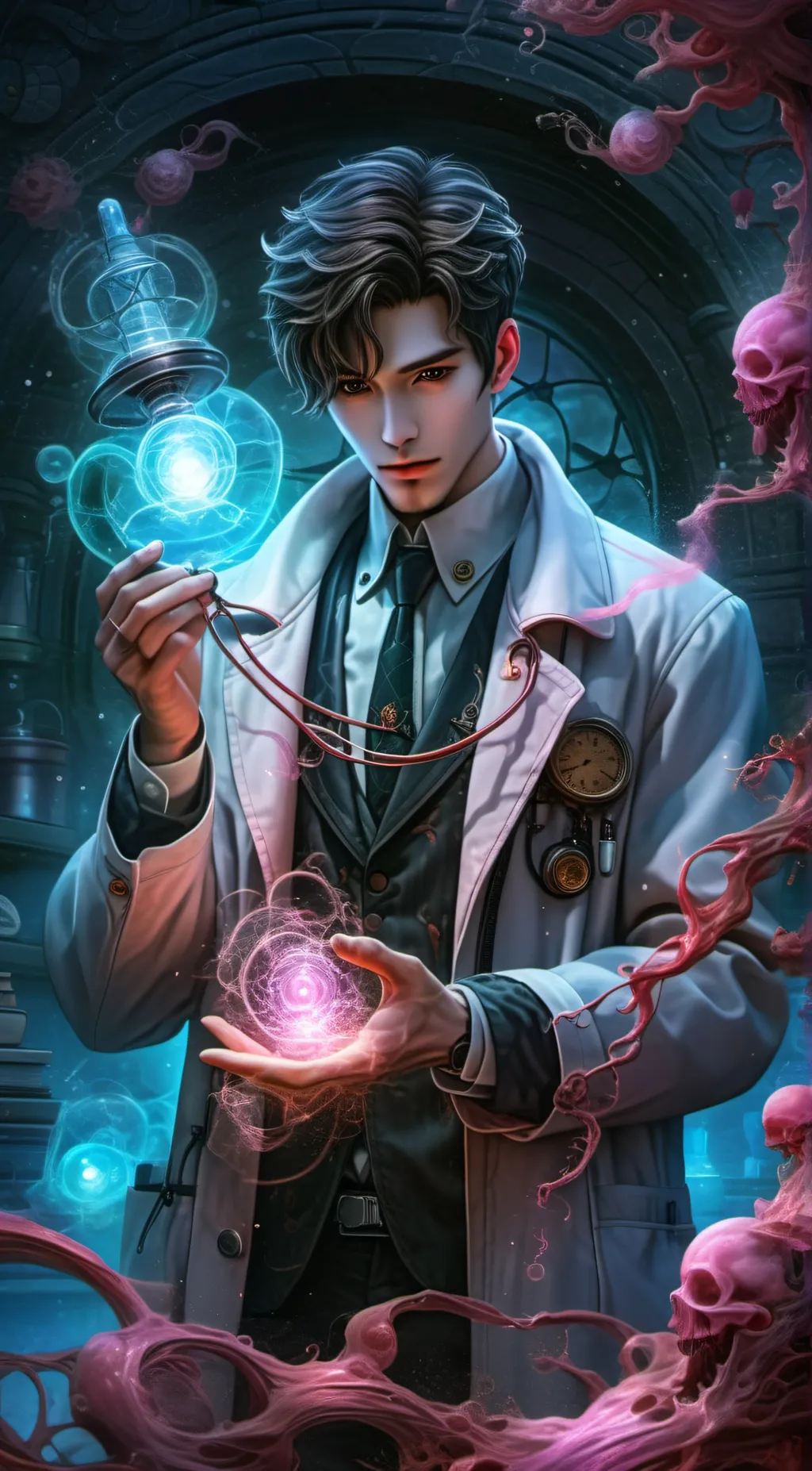 ai character: Dr Milo Hawthorne  background