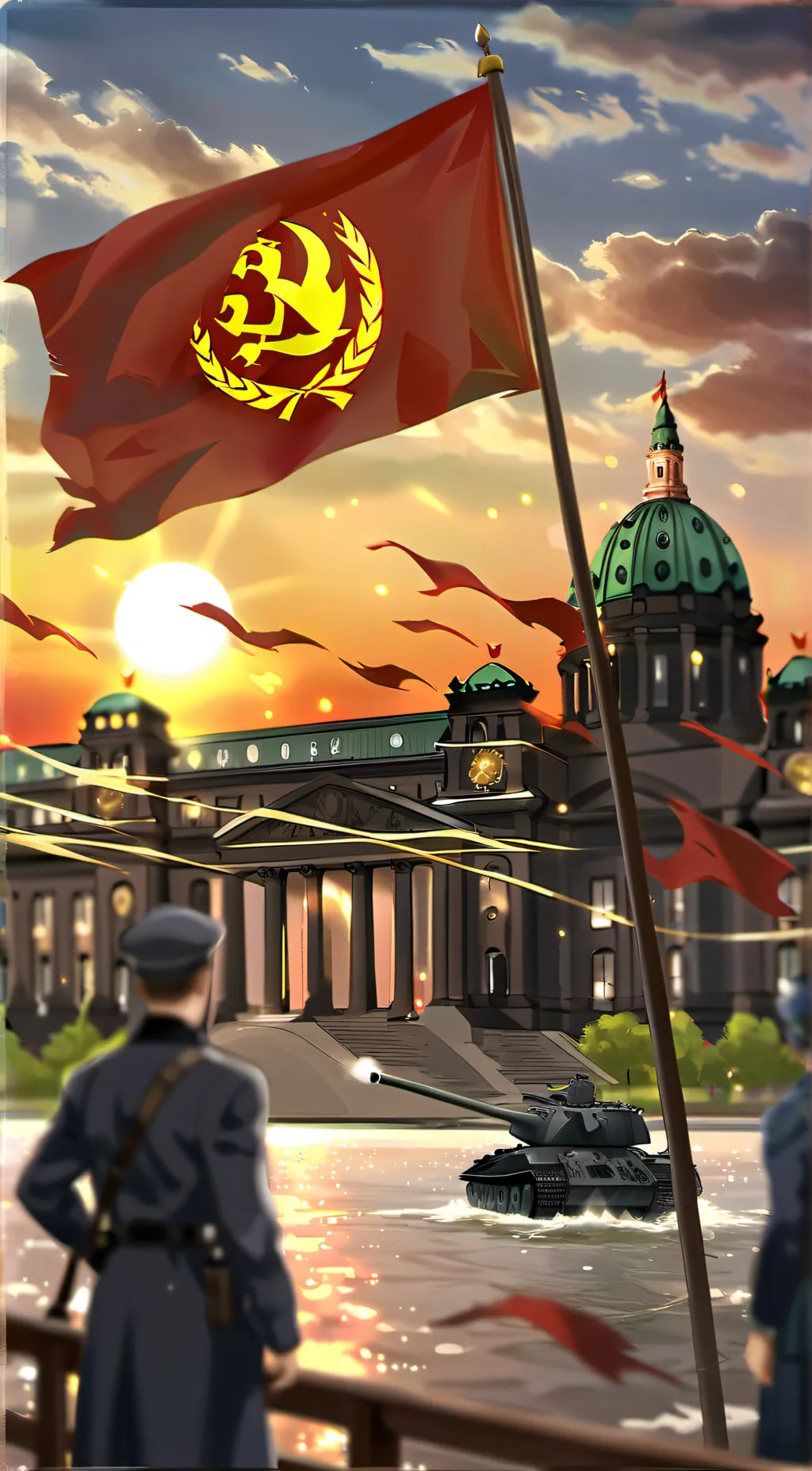 ai character: USSR in Germany background