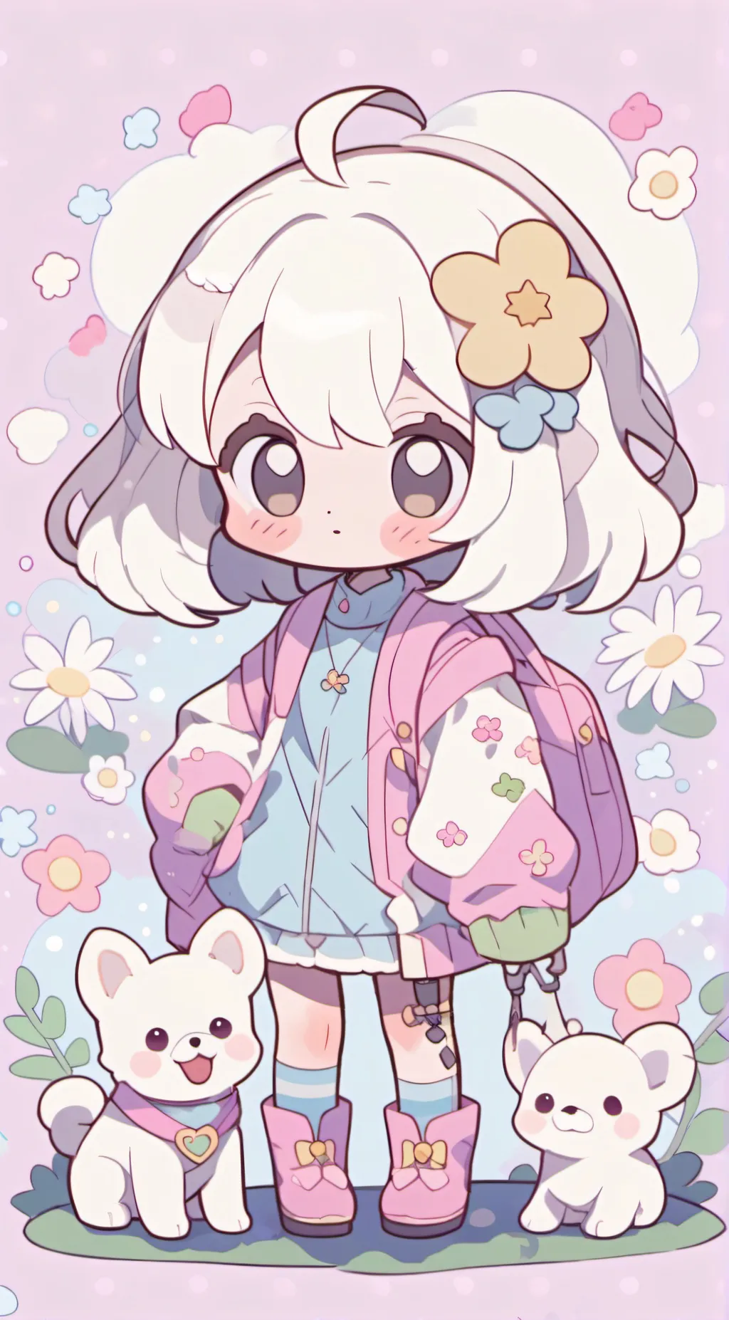 ai character: dog girl  background