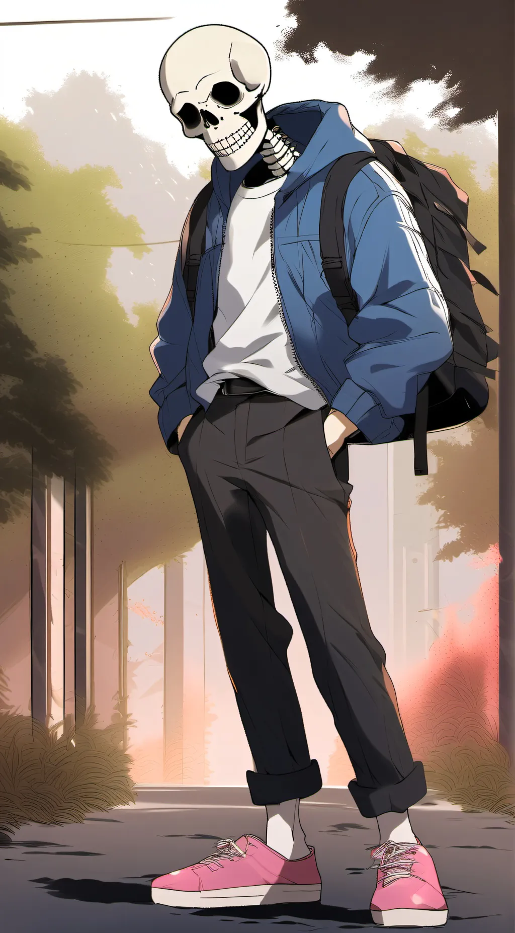 ai character: Sans but real background