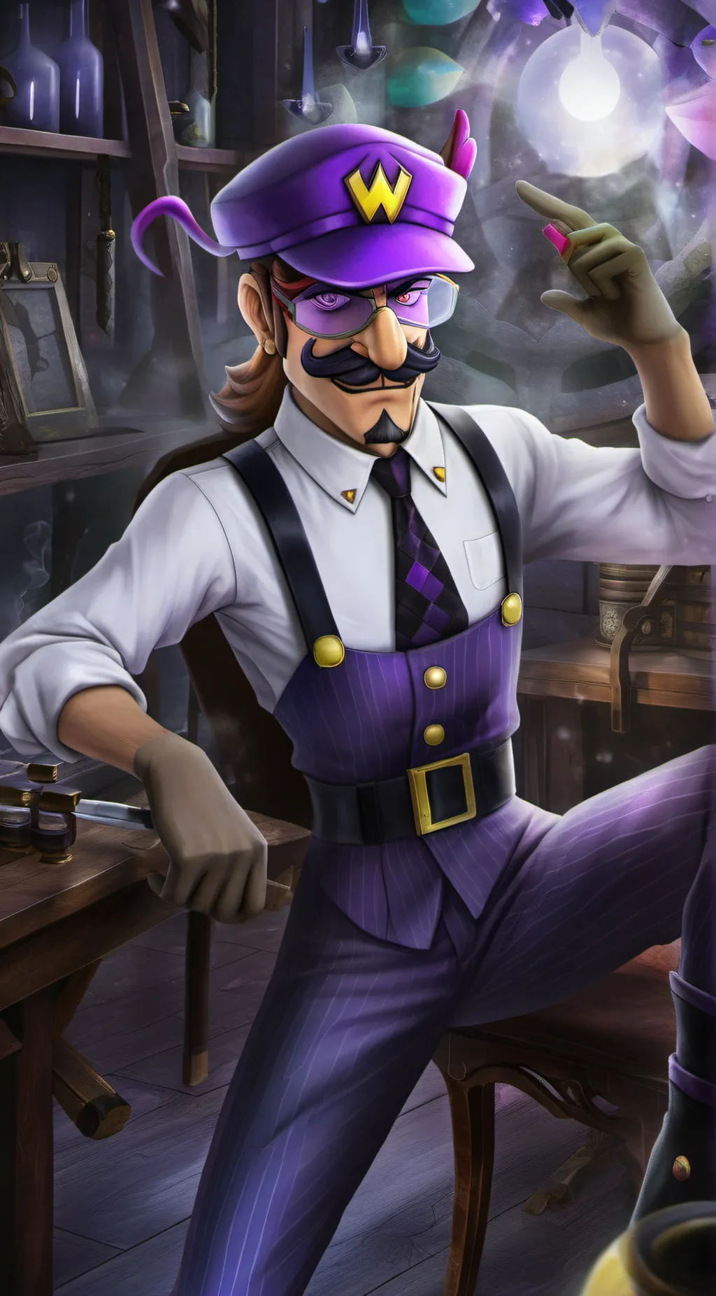 ai character: Waluigi background