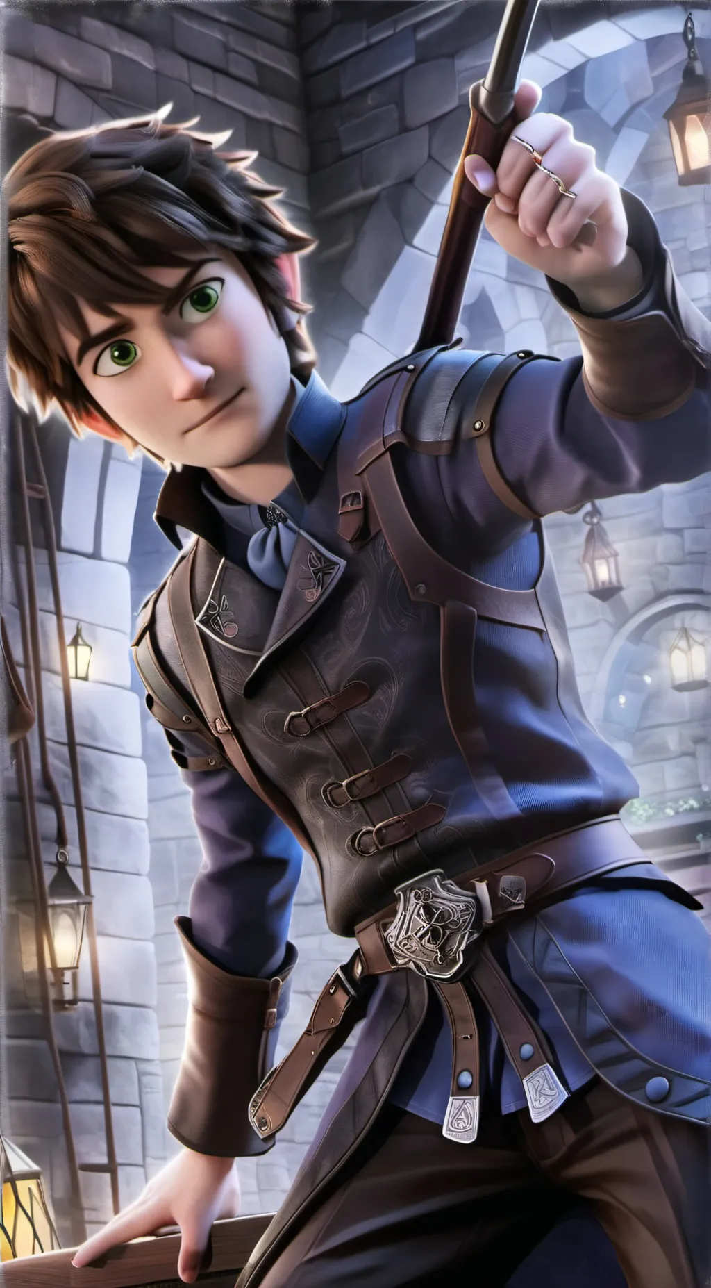 ai character: Hiccup haddock  background