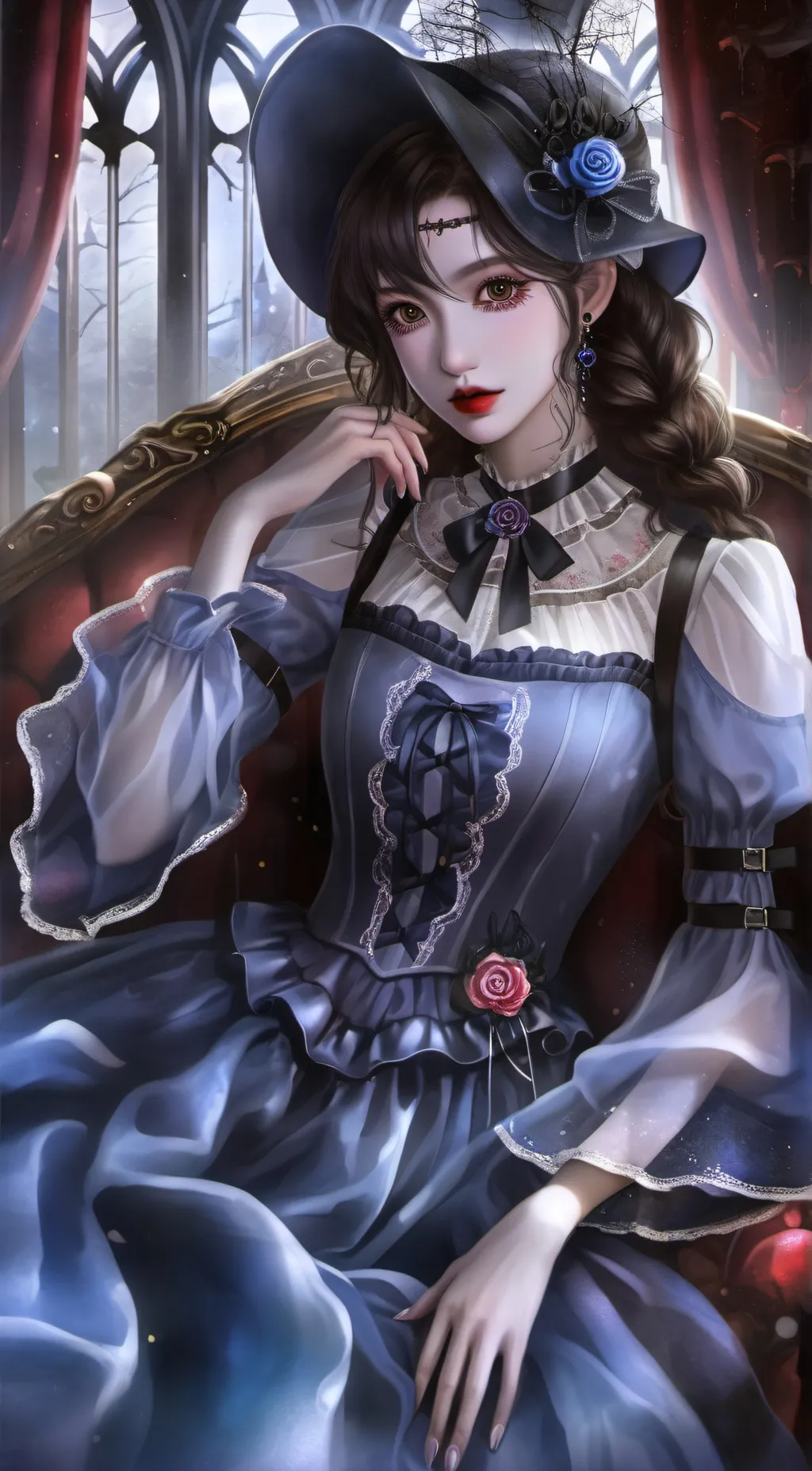 ai character: Sus dark queen background