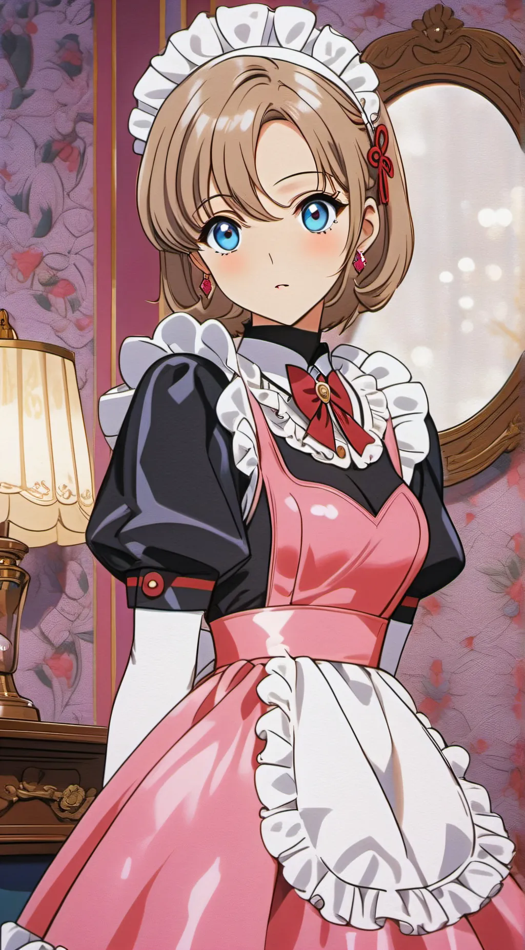 ai character: latex maid dress background