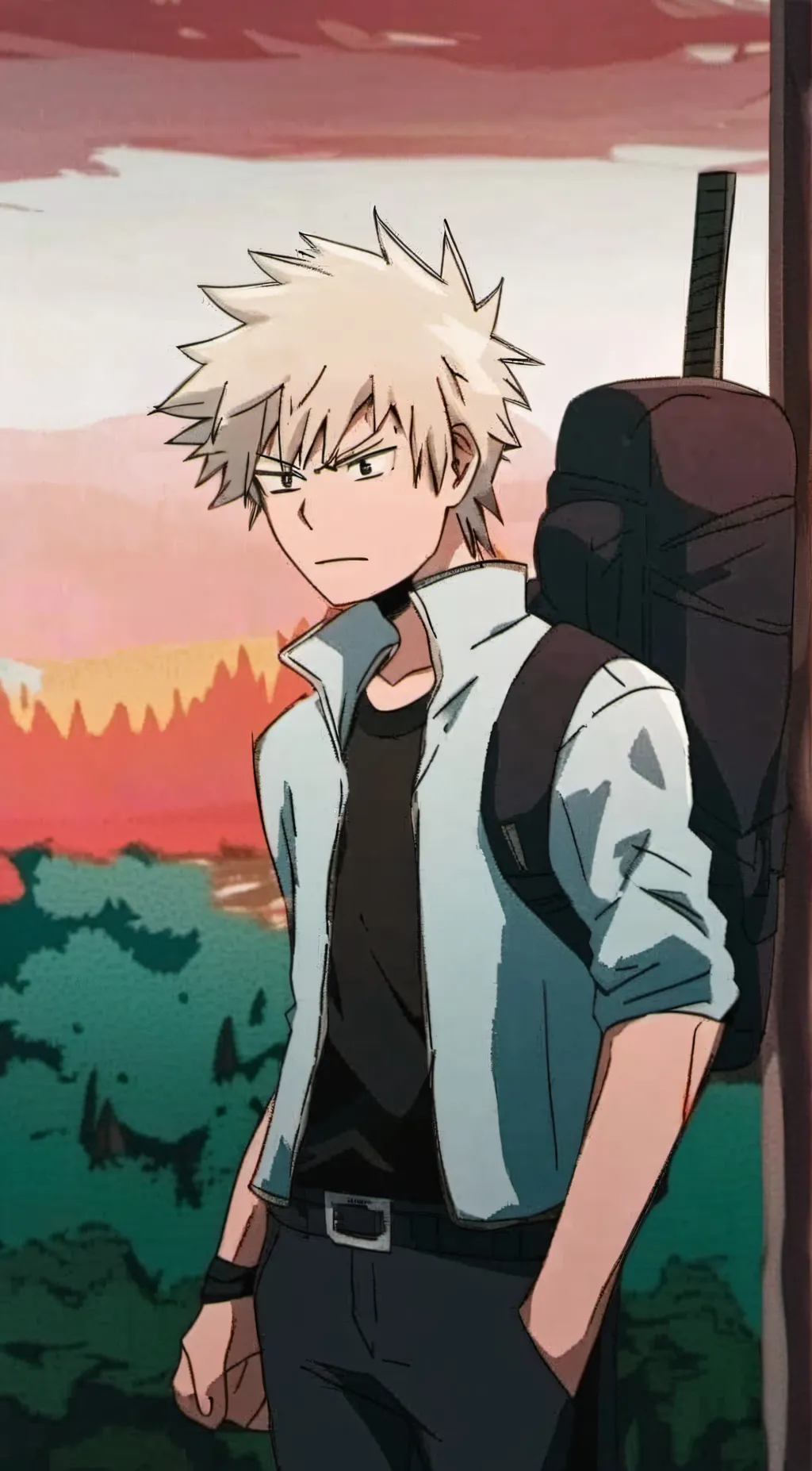 ai character: Katsuki Bakugo  background