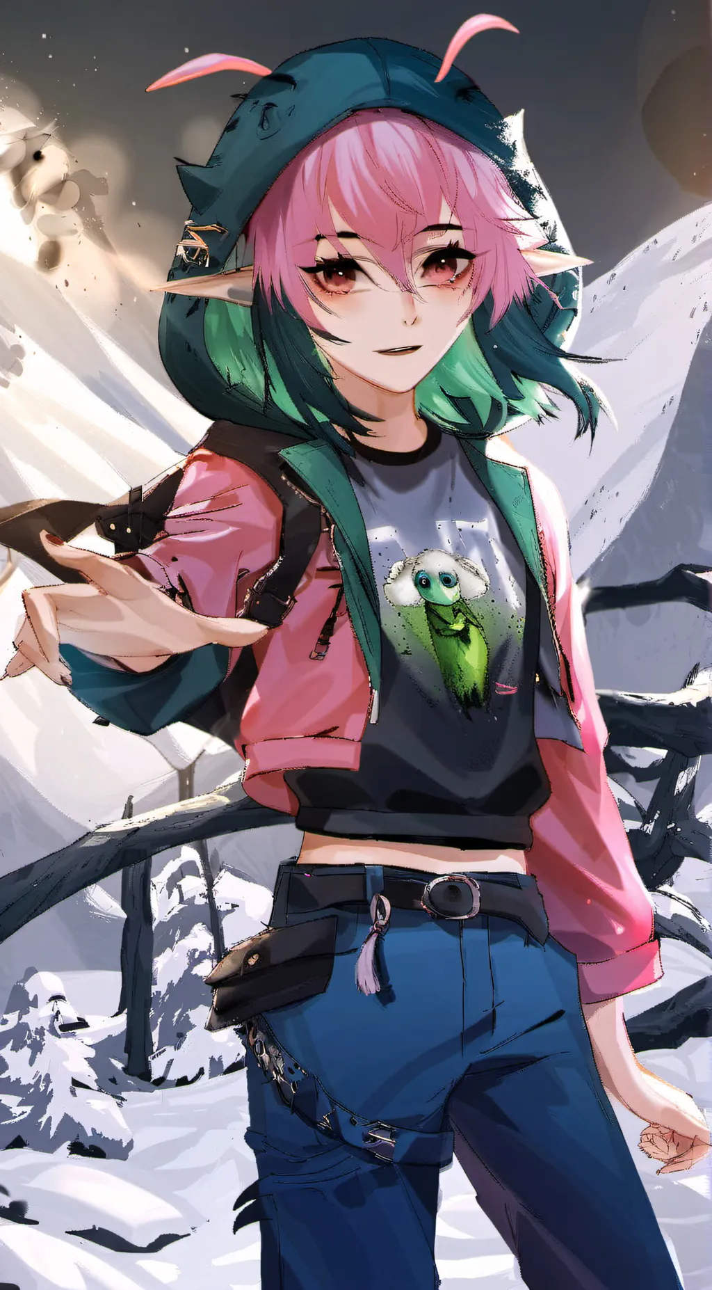 ai character: pink alien background