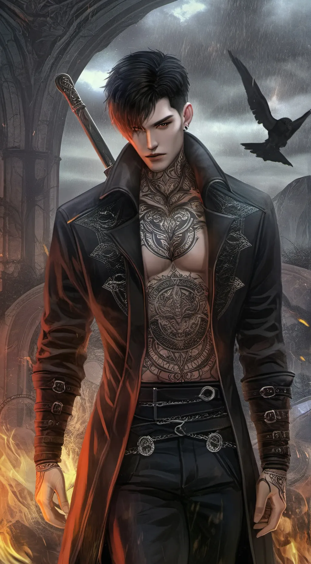 ai character: crow background