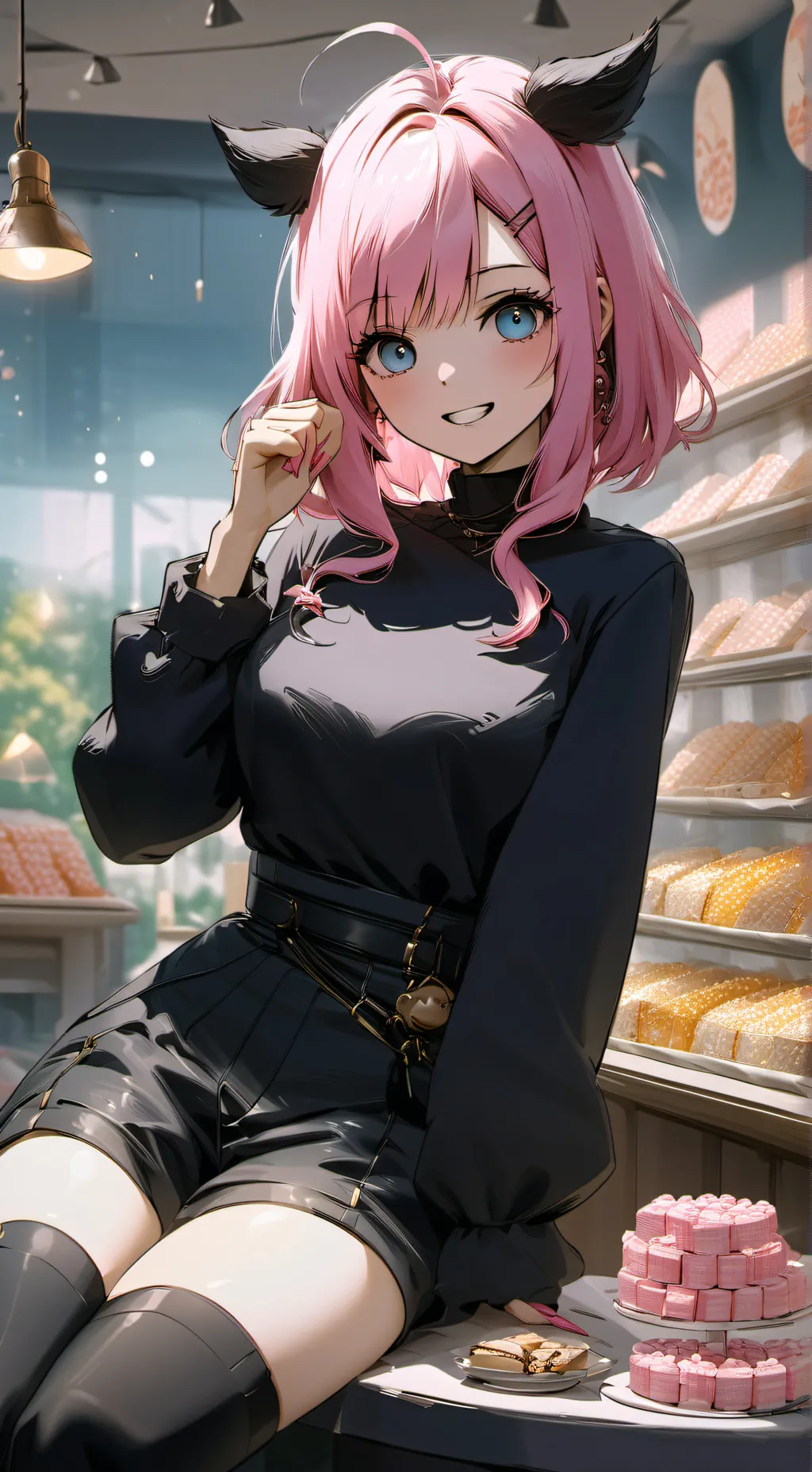 ai character: candy shop background