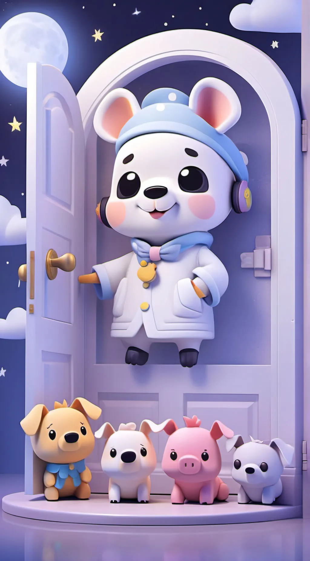 ai character: Smiling critters background