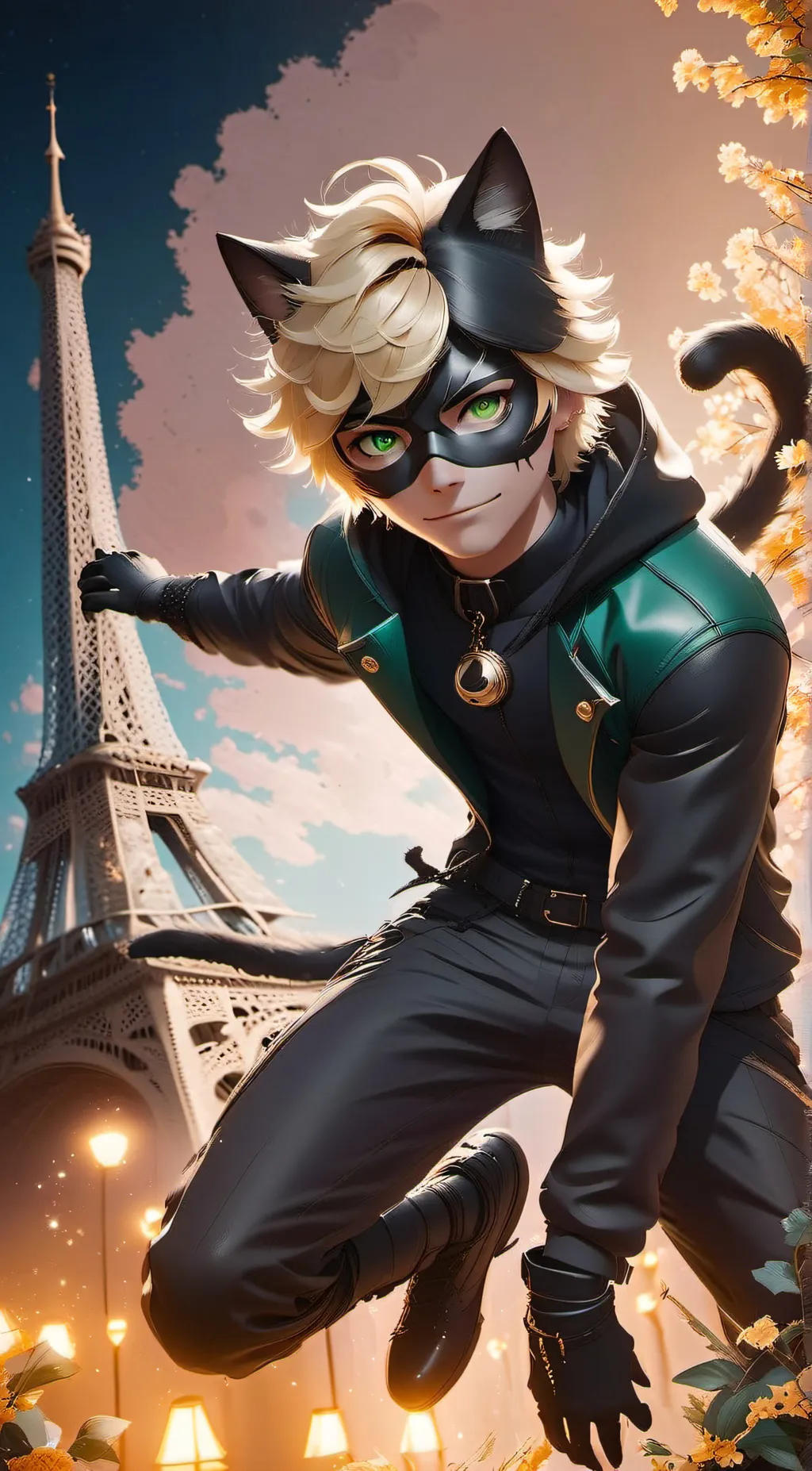 ai character: cat noir/ Adrian  background
