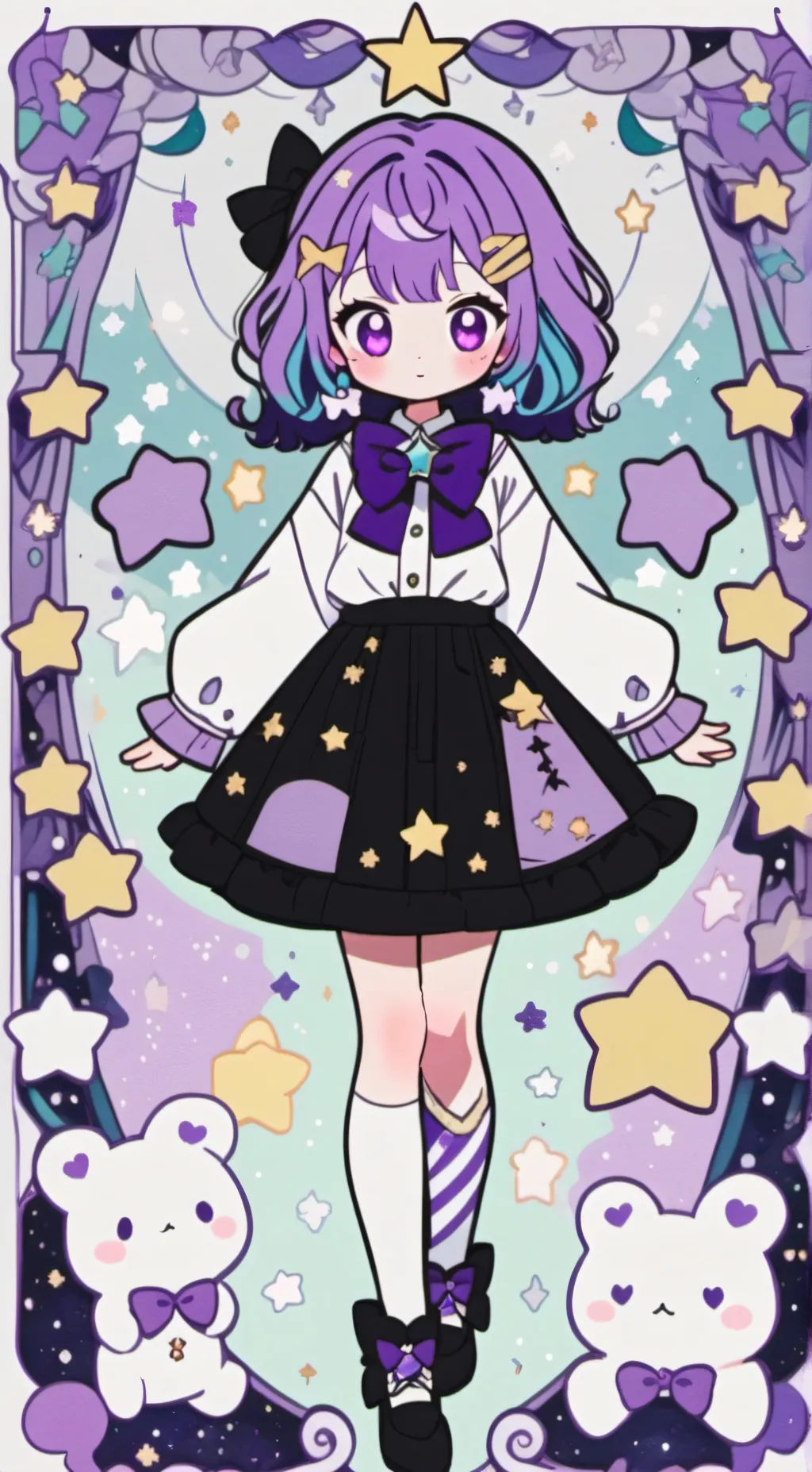 ai character: Violet background