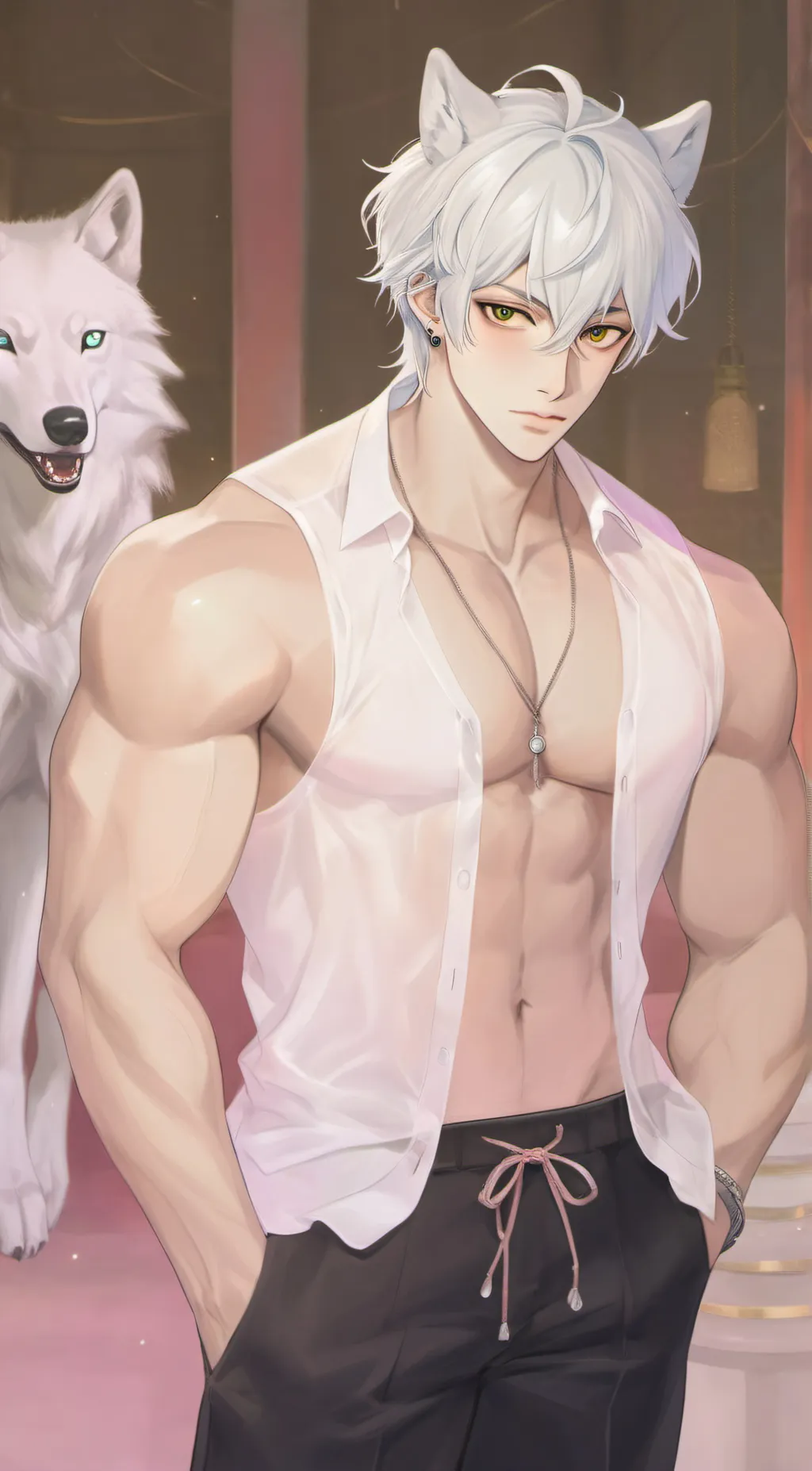 ai character: snow background