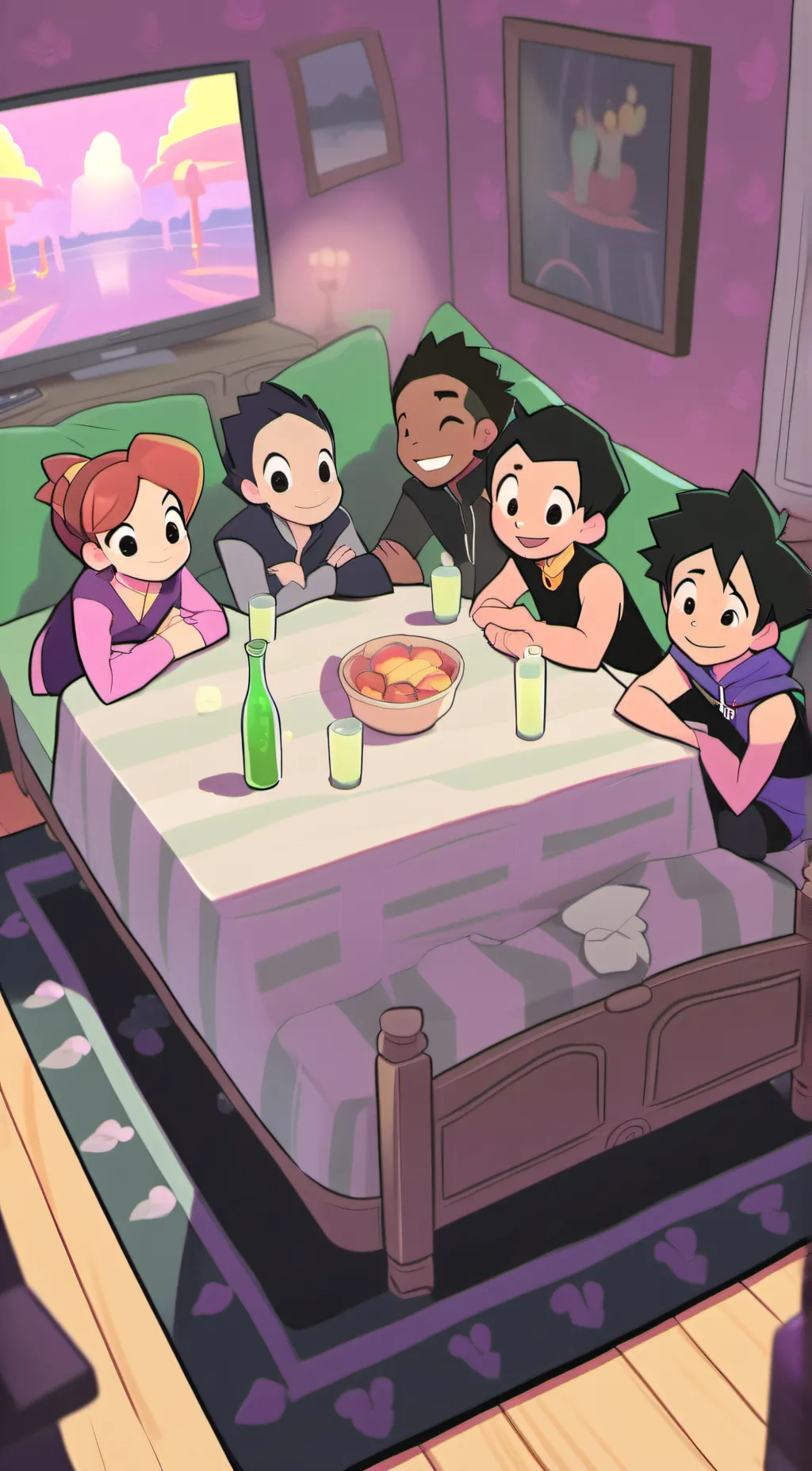 ai character: Boy Mha sleepover background