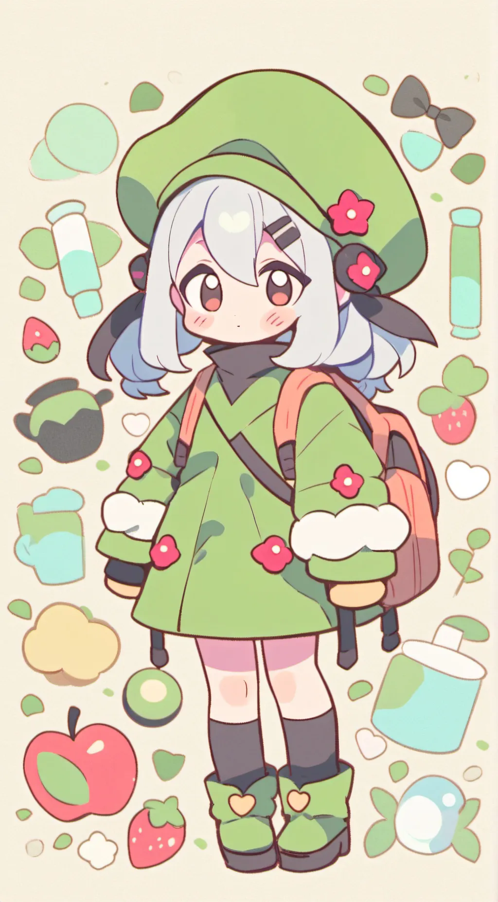 ai character: smiling cerites background