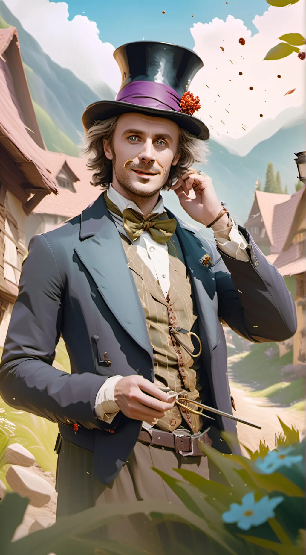 ai character: Willi wonka background