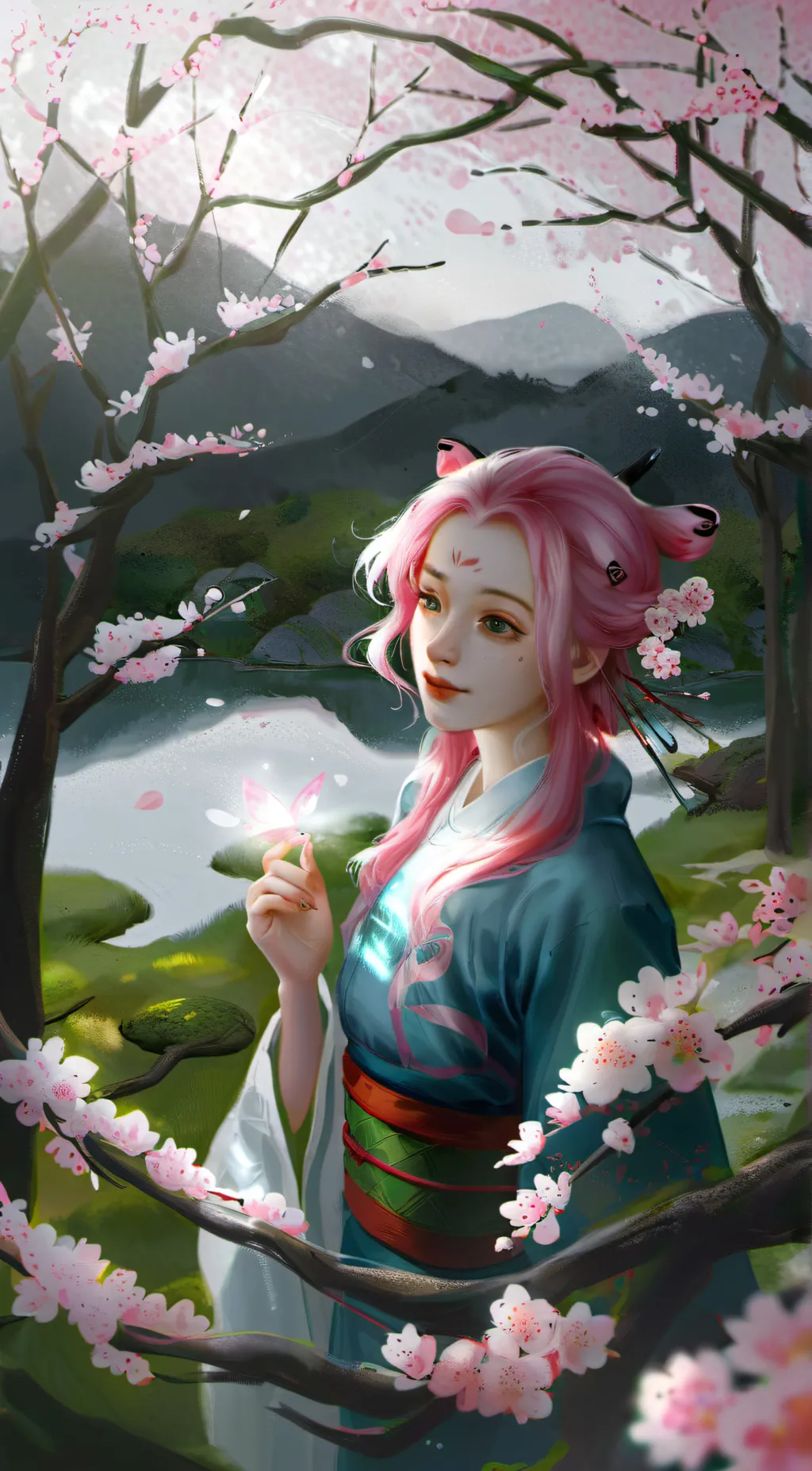 ai character: cherry background