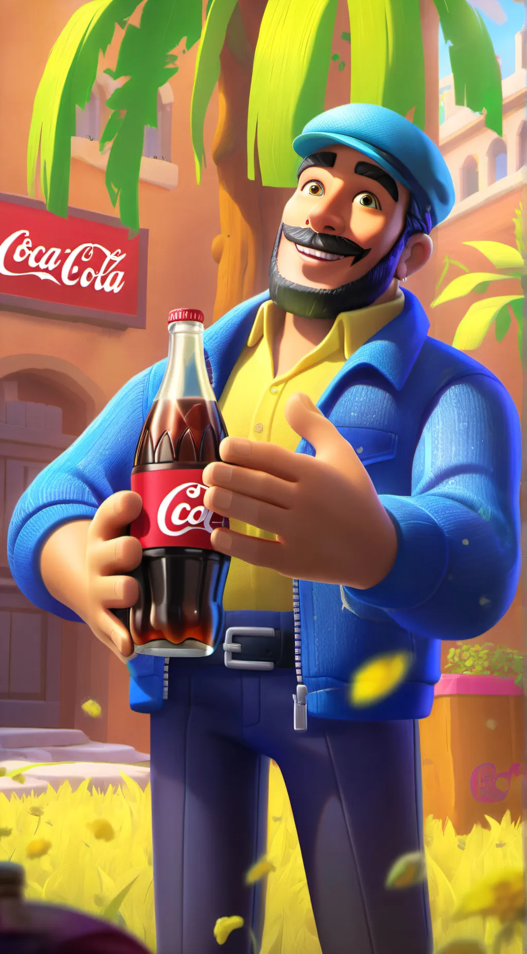 ai character: Coca-Cola man background