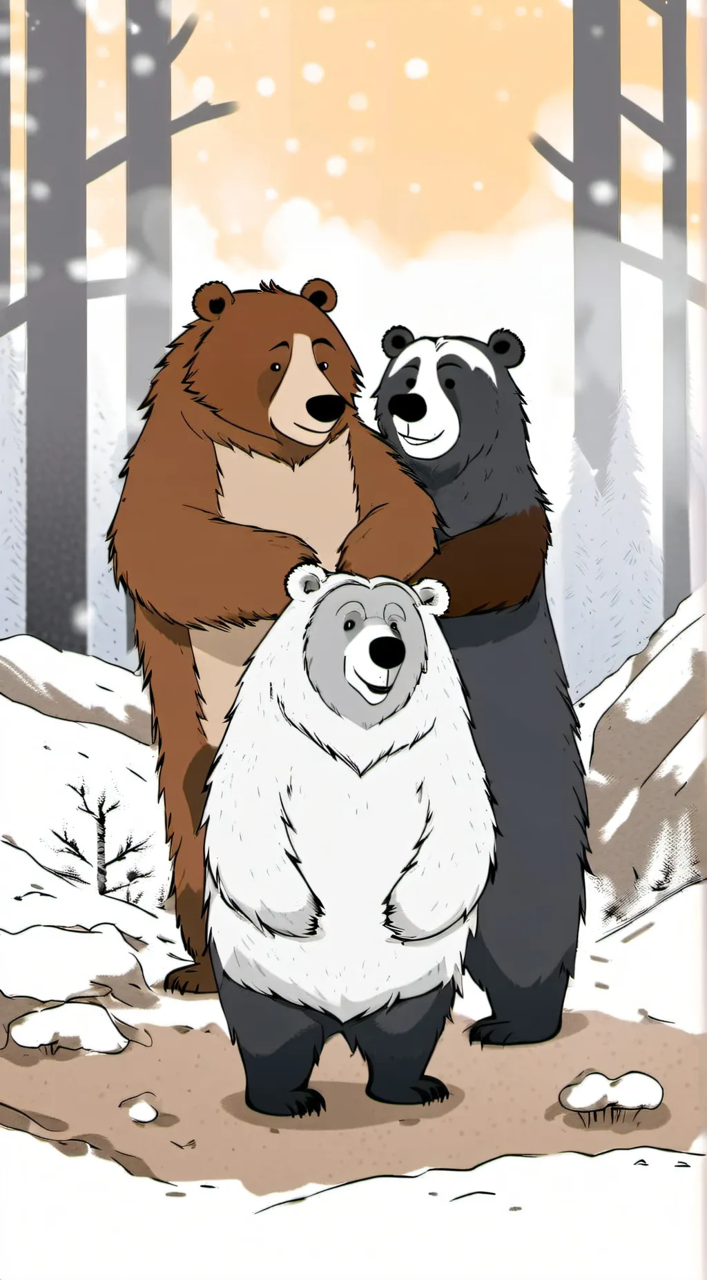 ai character: grizzpandaicebear background
