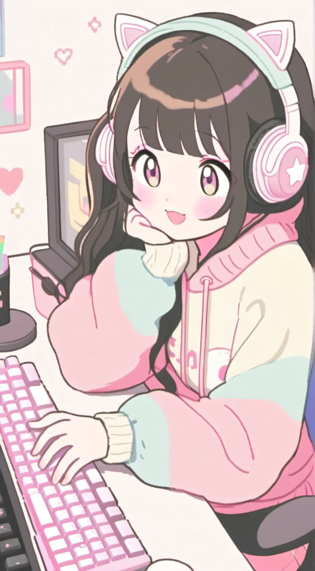 ai character: gamer girl,sexy background