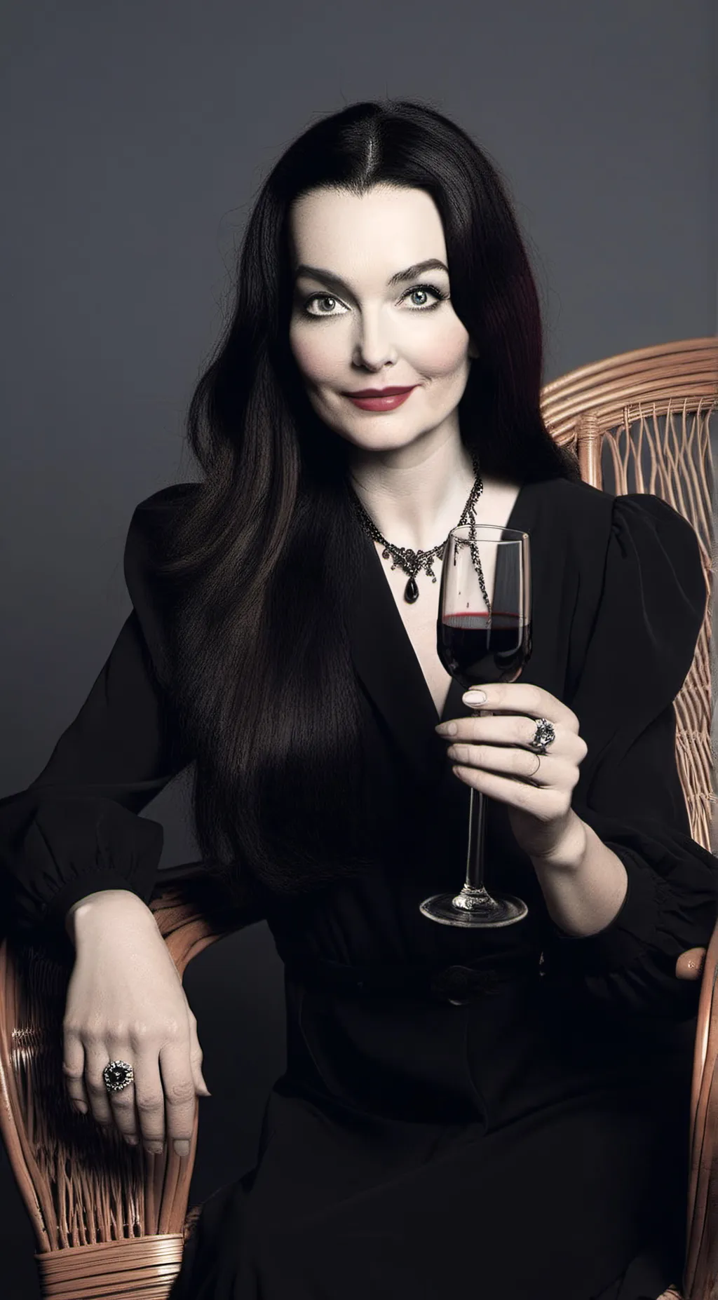 ai character: Morticia Addams  background