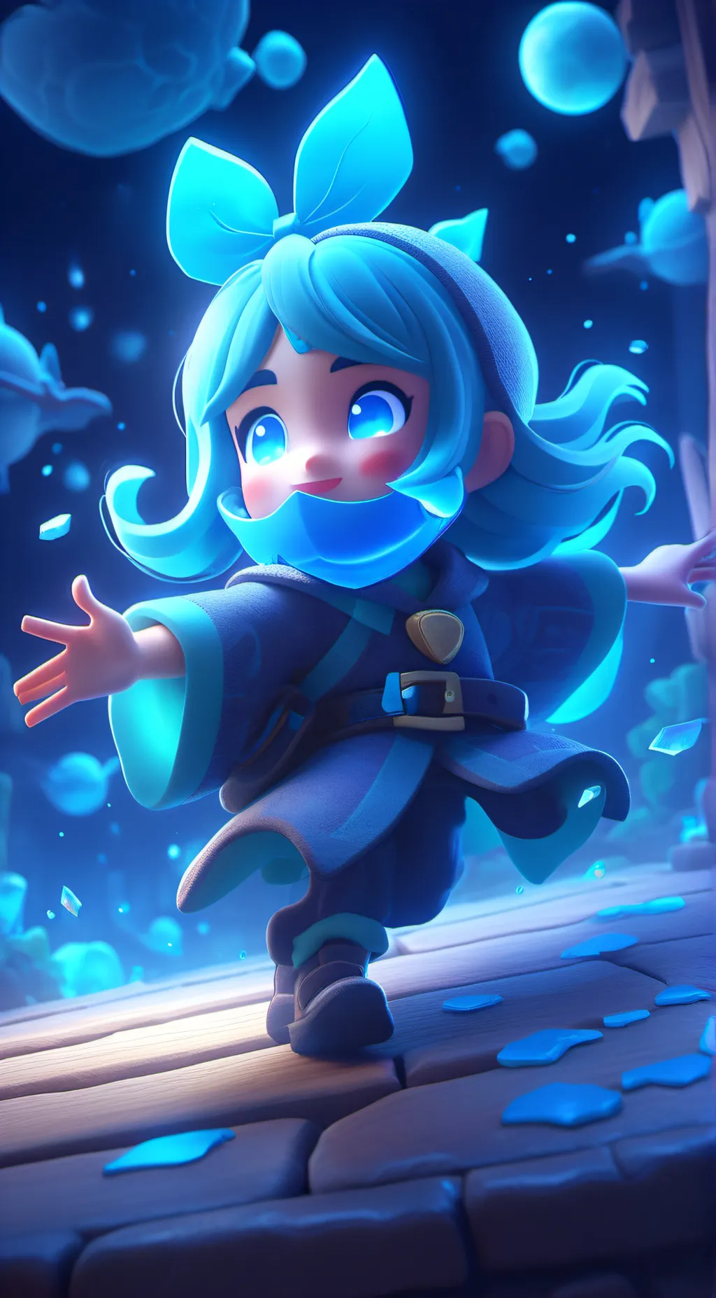 ai character: moonlight background